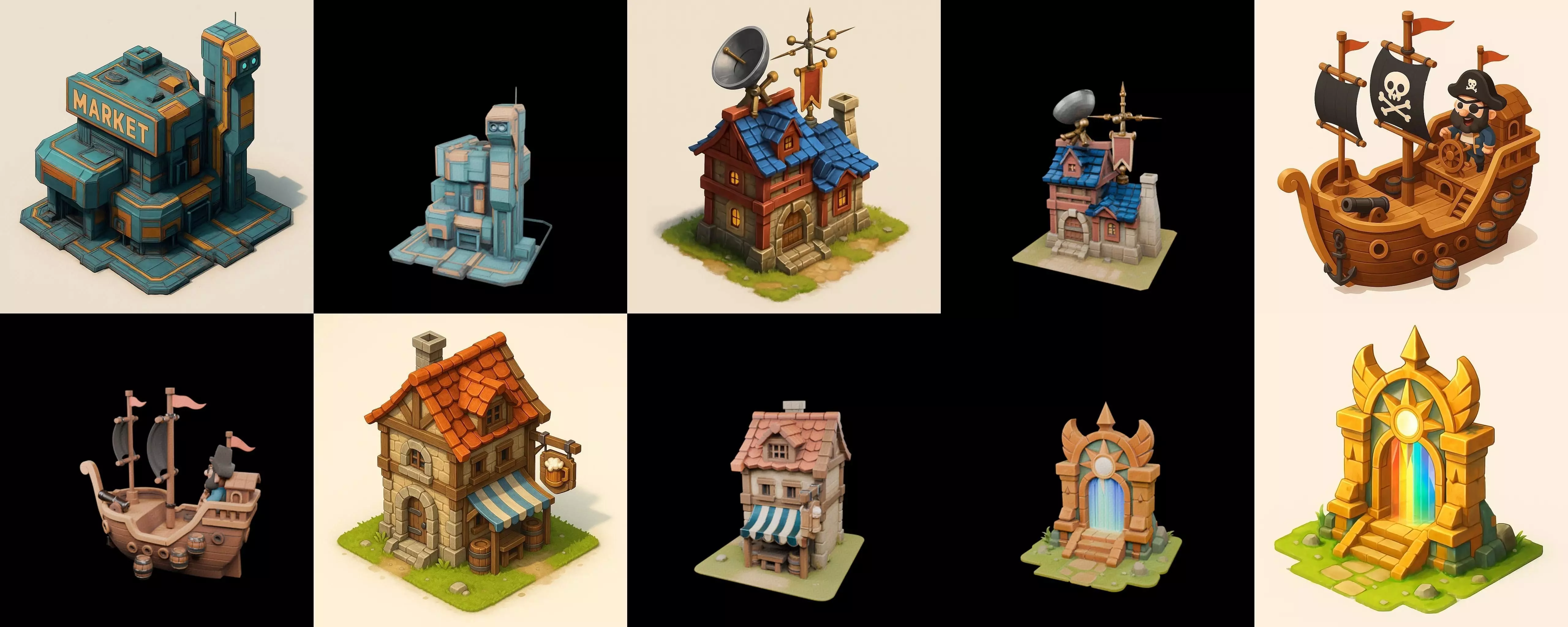 Building Of Empire bundle 11 pack 100 glb Low-poly 3D model_0