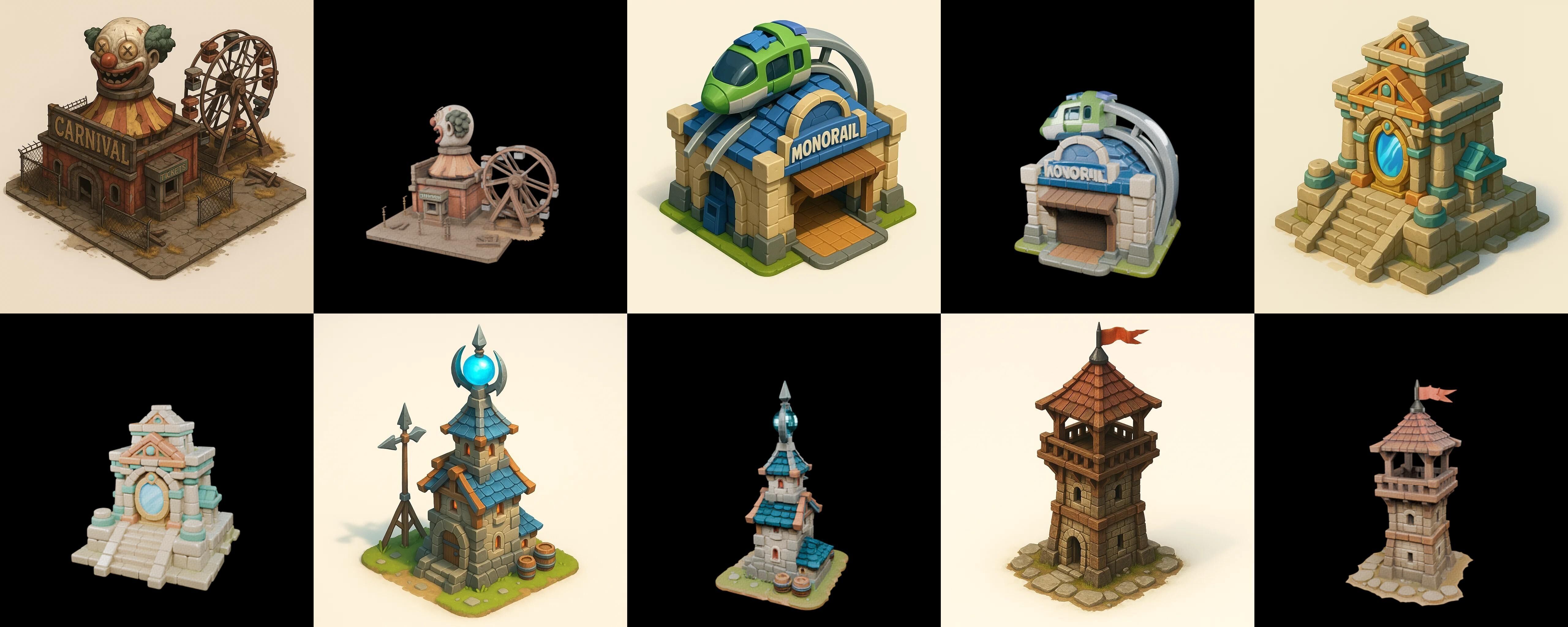 Building Of Empire bundle 11 pack 100 glb Low-poly 3D model_16