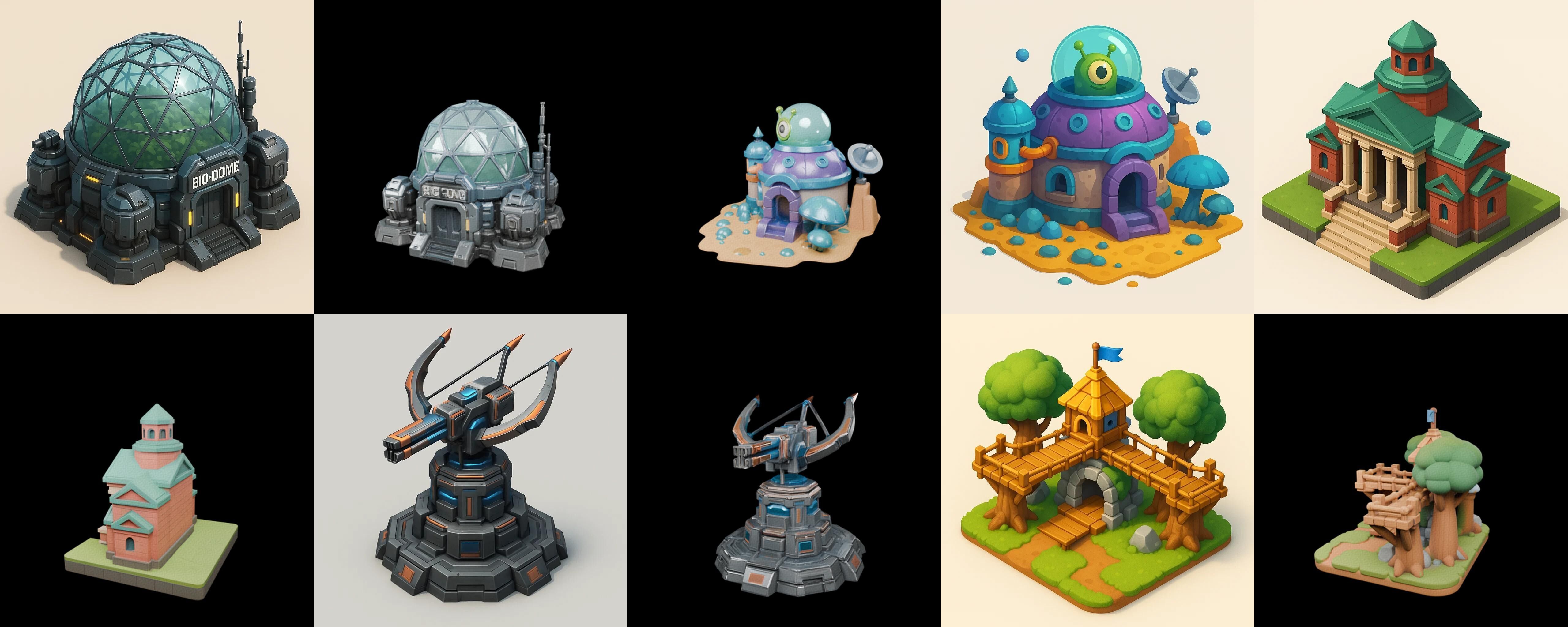 Building Of Empire bundle 11 pack 100 glb Low-poly 3D model_9