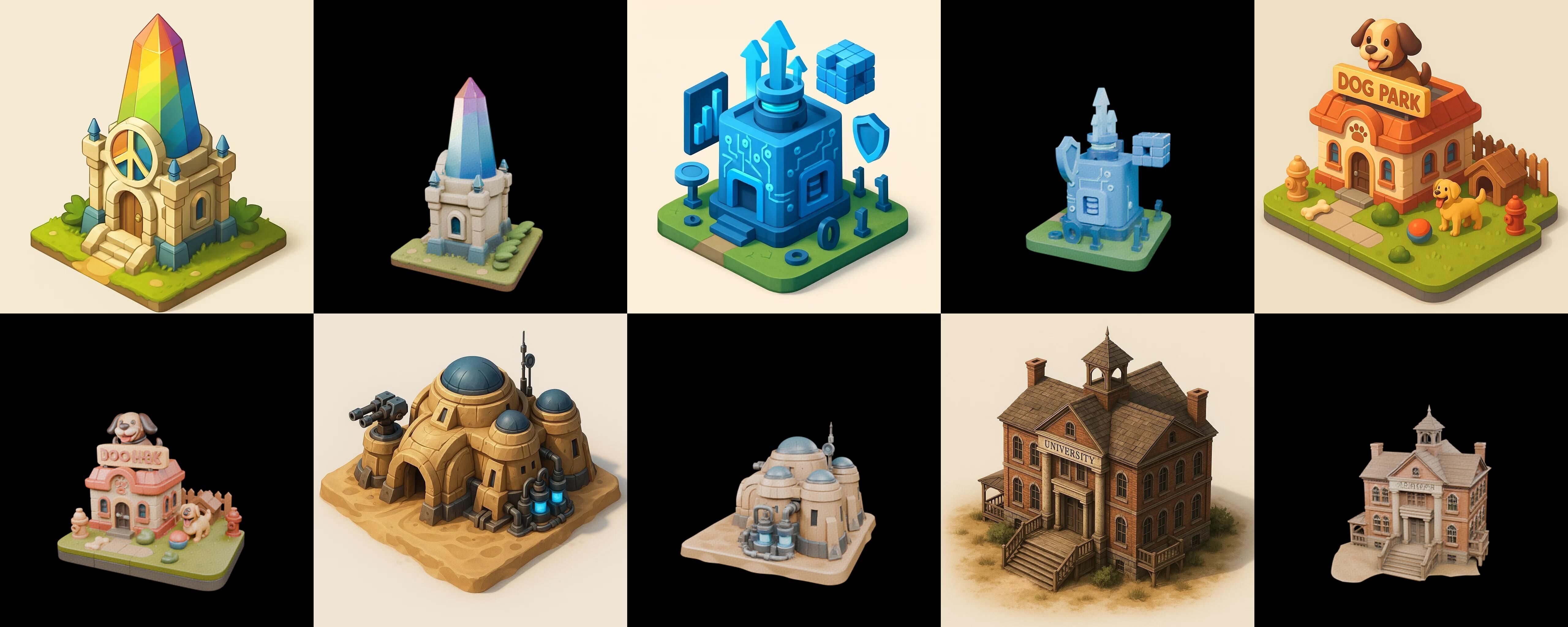 Building Of Empire bundle 11 pack 100 glb Low-poly 3D model_19