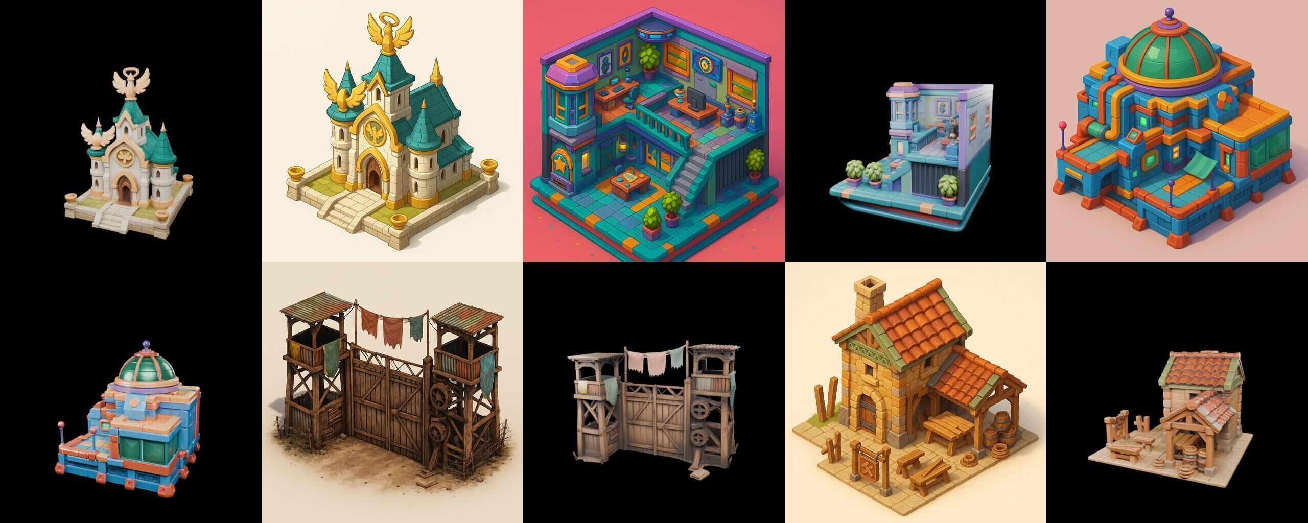 Building Of Empire bundle 11 pack 100 glb Low-poly 3D model_10