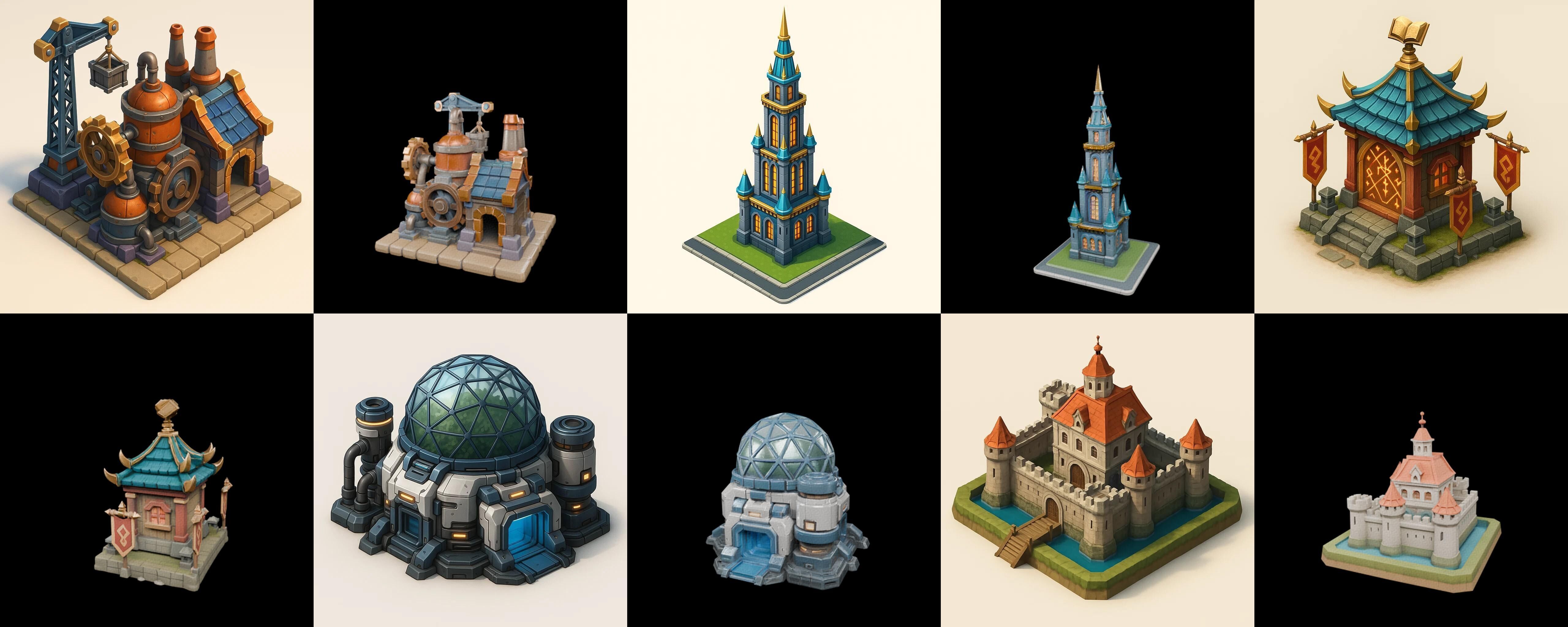 Building Of Empire bundle 11 pack 100 glb Low-poly 3D model_5