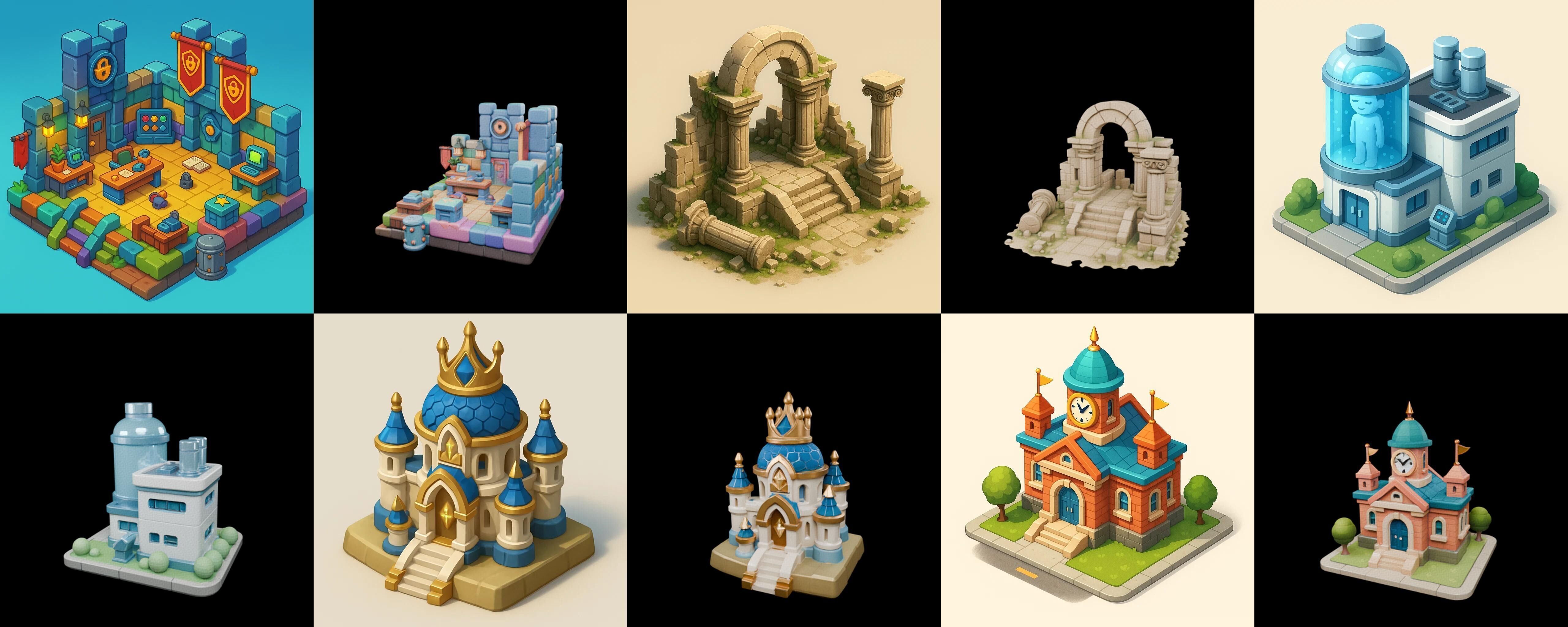 Building Of Empire bundle 11 pack 100 glb Low-poly 3D model_8