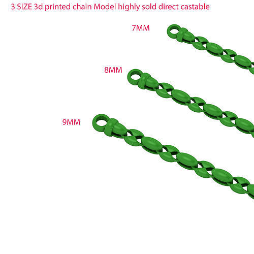 3 SIZE 3d printed chain Model highly sold direct castable  3D Model Collection
