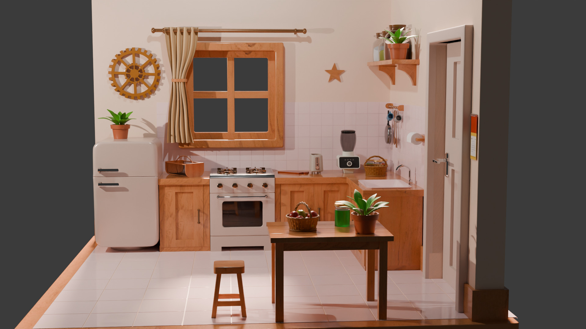 Isometric kitchen Room 3D model_1