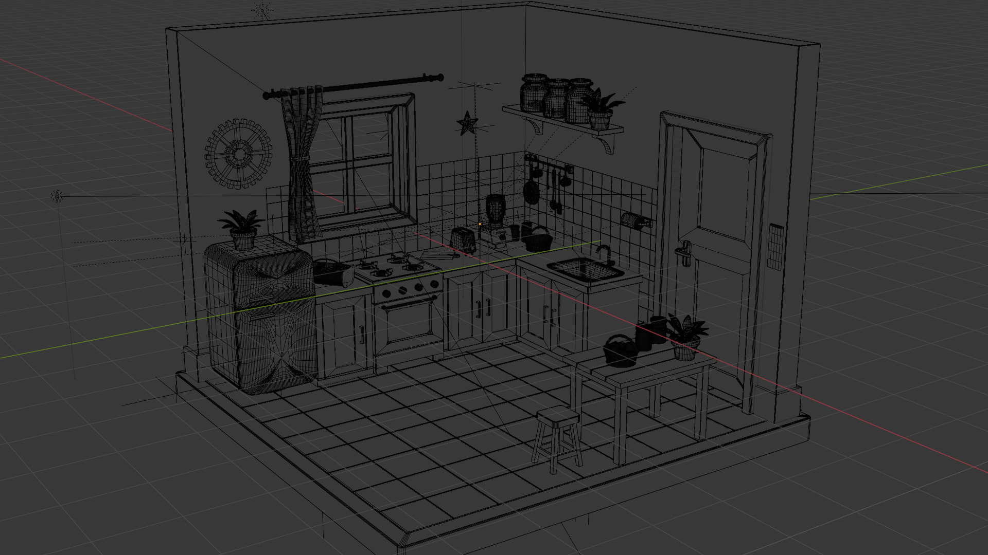 Isometric kitchen Room 3D model_7