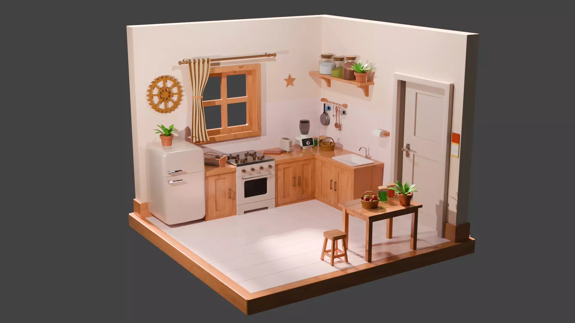 Isometric kitchen Room 3D model_0