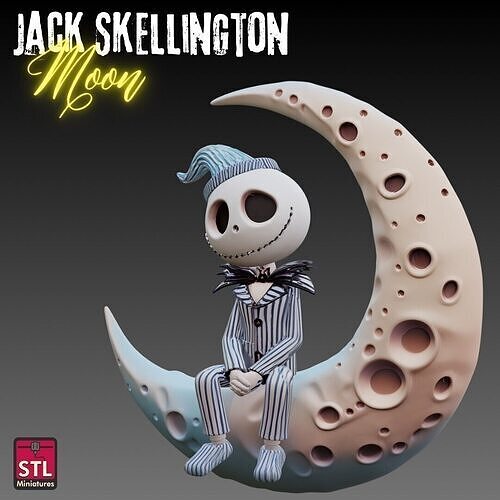 STL File  Jack Skellington on the Moon 3D print model