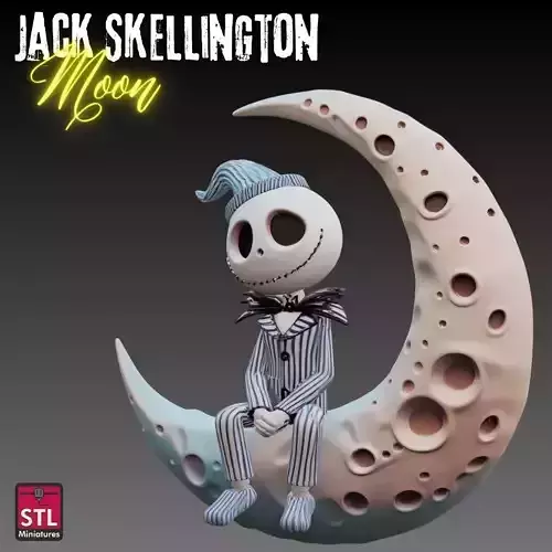 STL File  Jack Skellington on the Moon