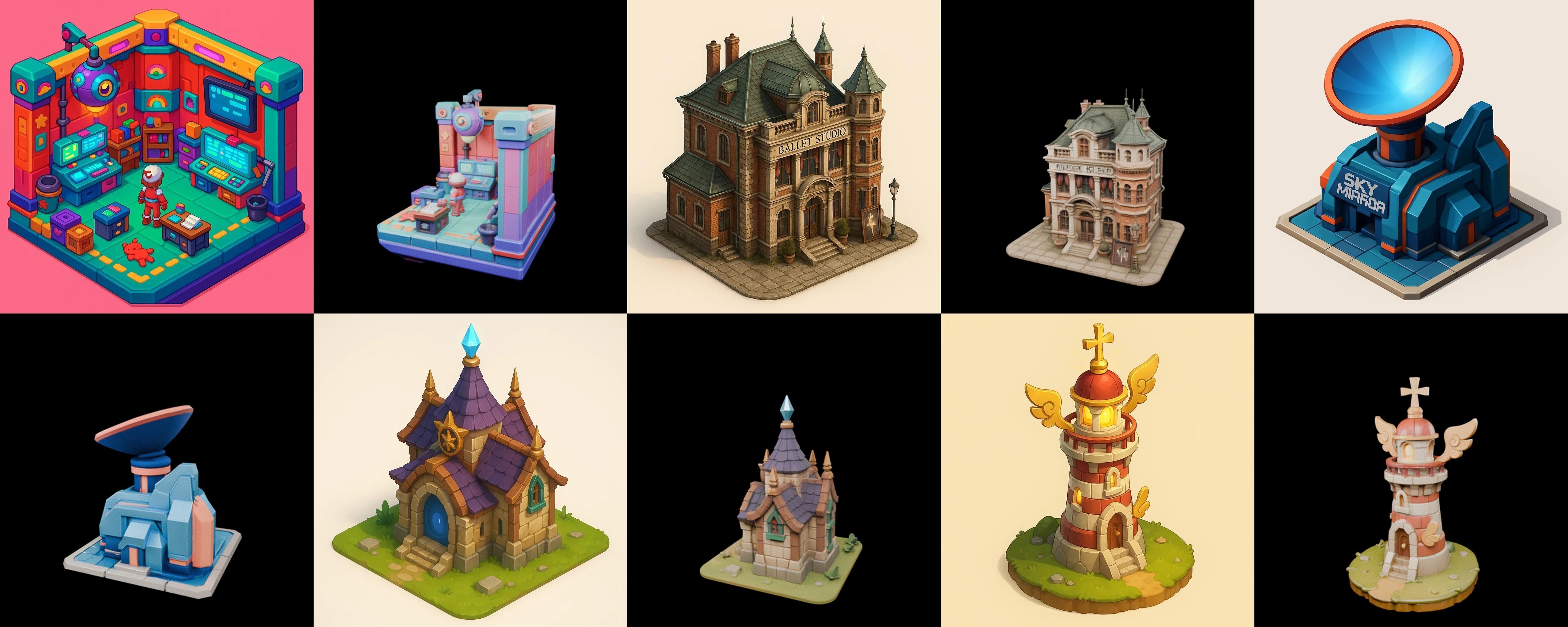 Building Collection 9 pack 100 glb Low-poly 3D model_18