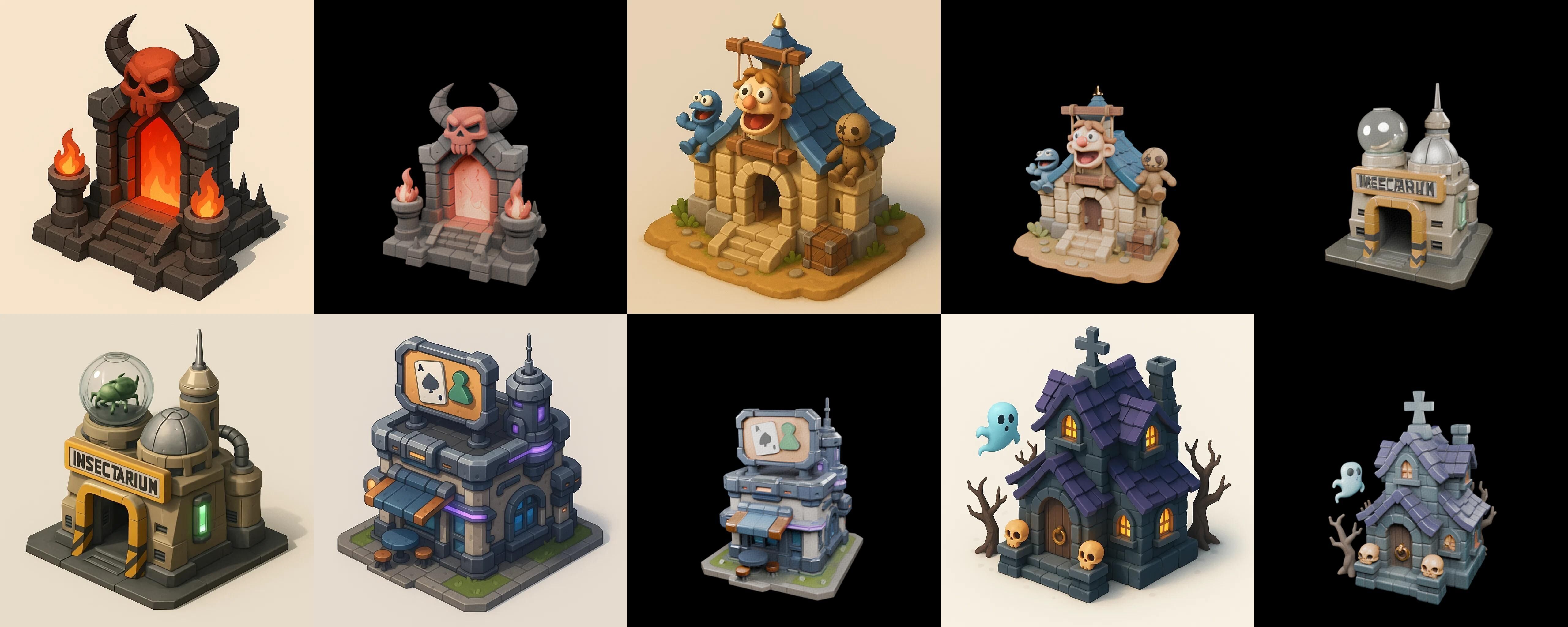 Building Collection 9 pack 100 glb Low-poly 3D model_13
