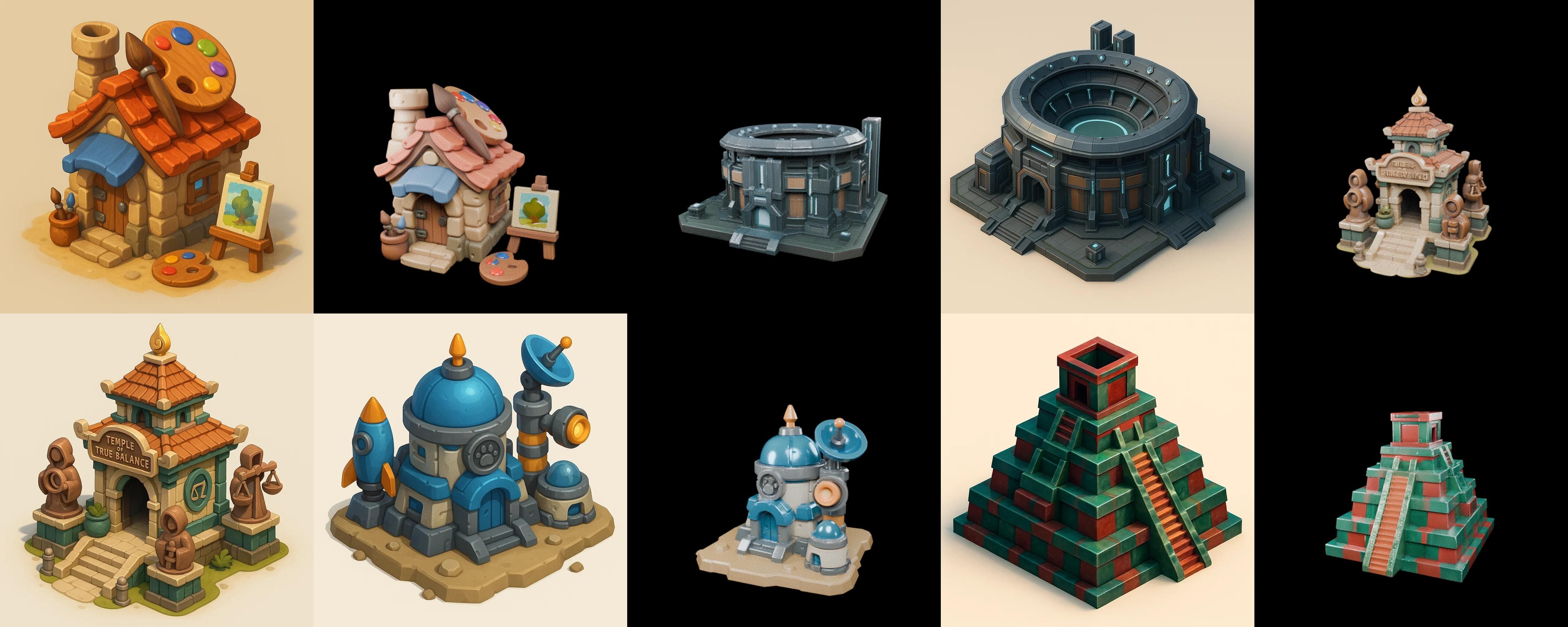 Building Collection 9 pack 100 glb Low-poly 3D model_17