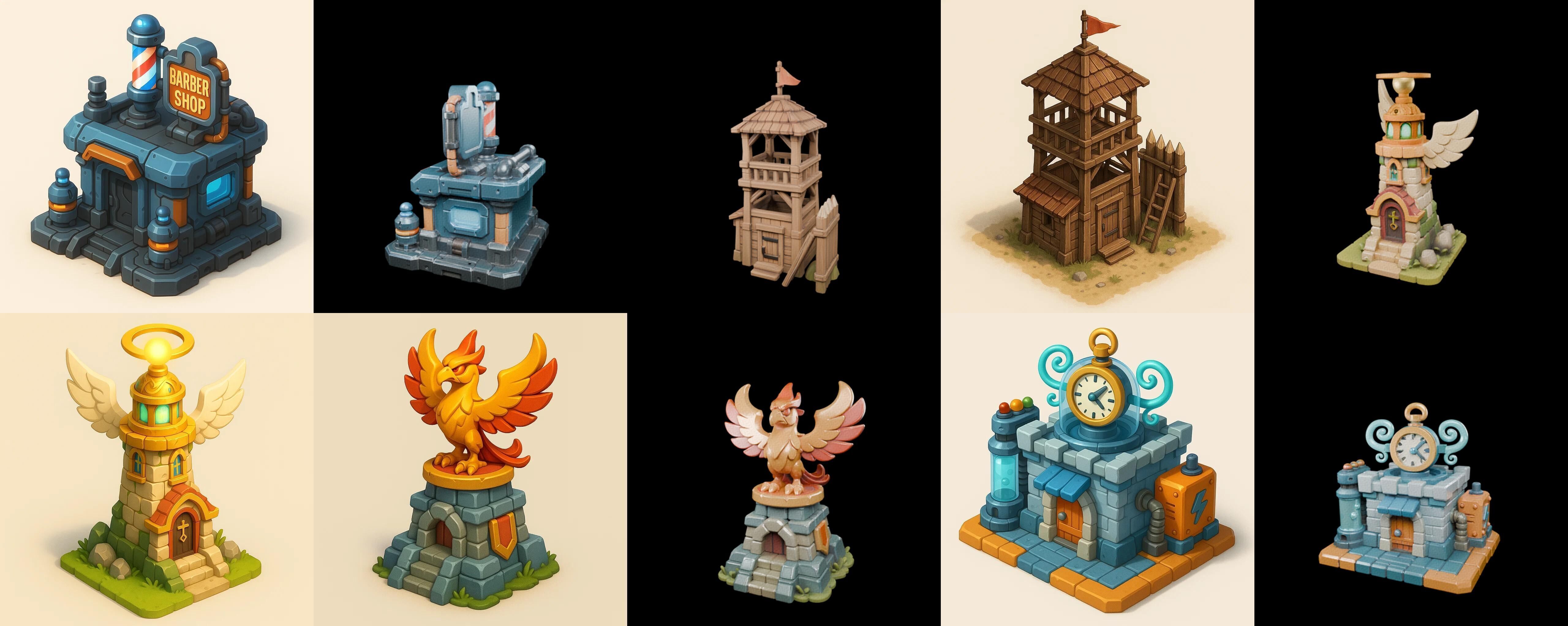 Building Collection 9 pack 100 glb Low-poly 3D model_4
