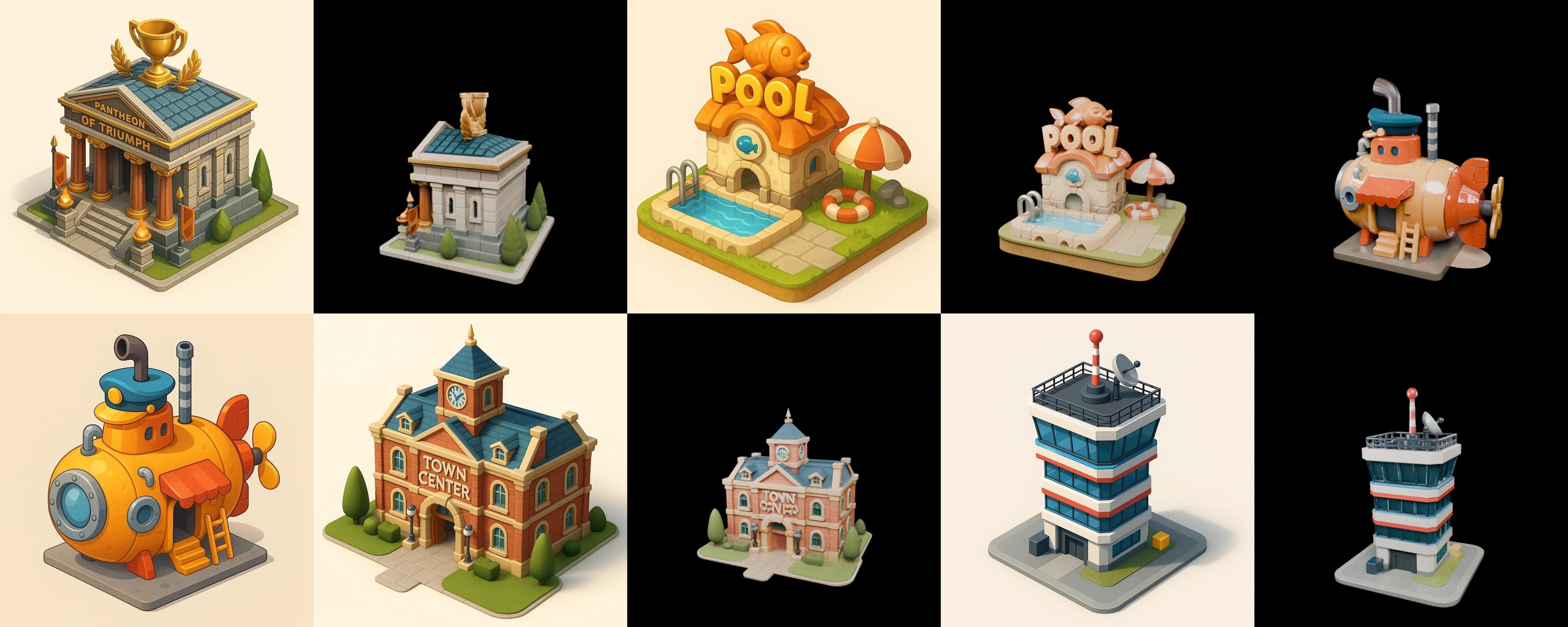 Building Collection 9 pack 100 glb Low-poly 3D model_11