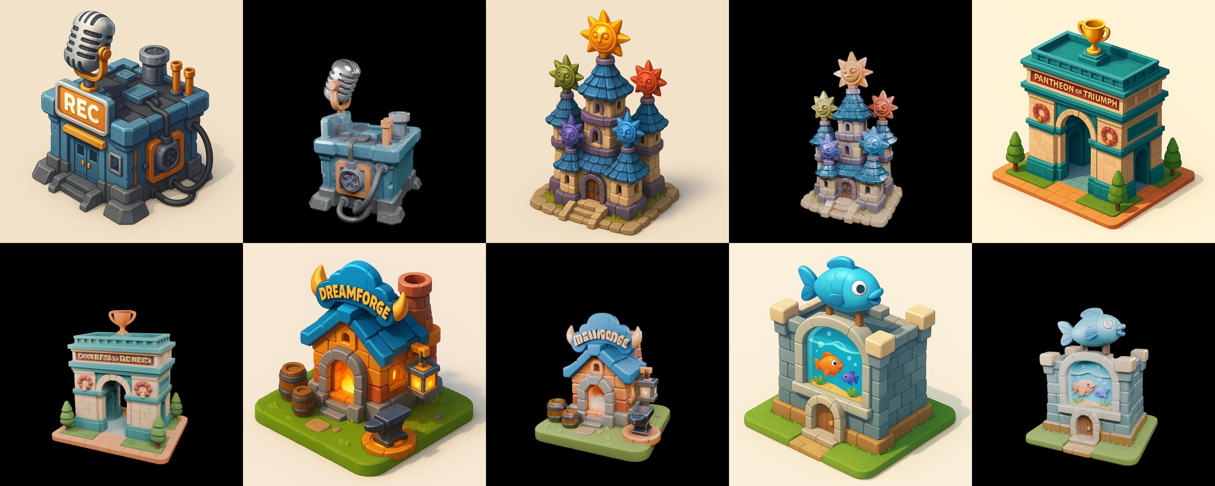 Building Collection 9 pack 100 glb Low-poly 3D model_14