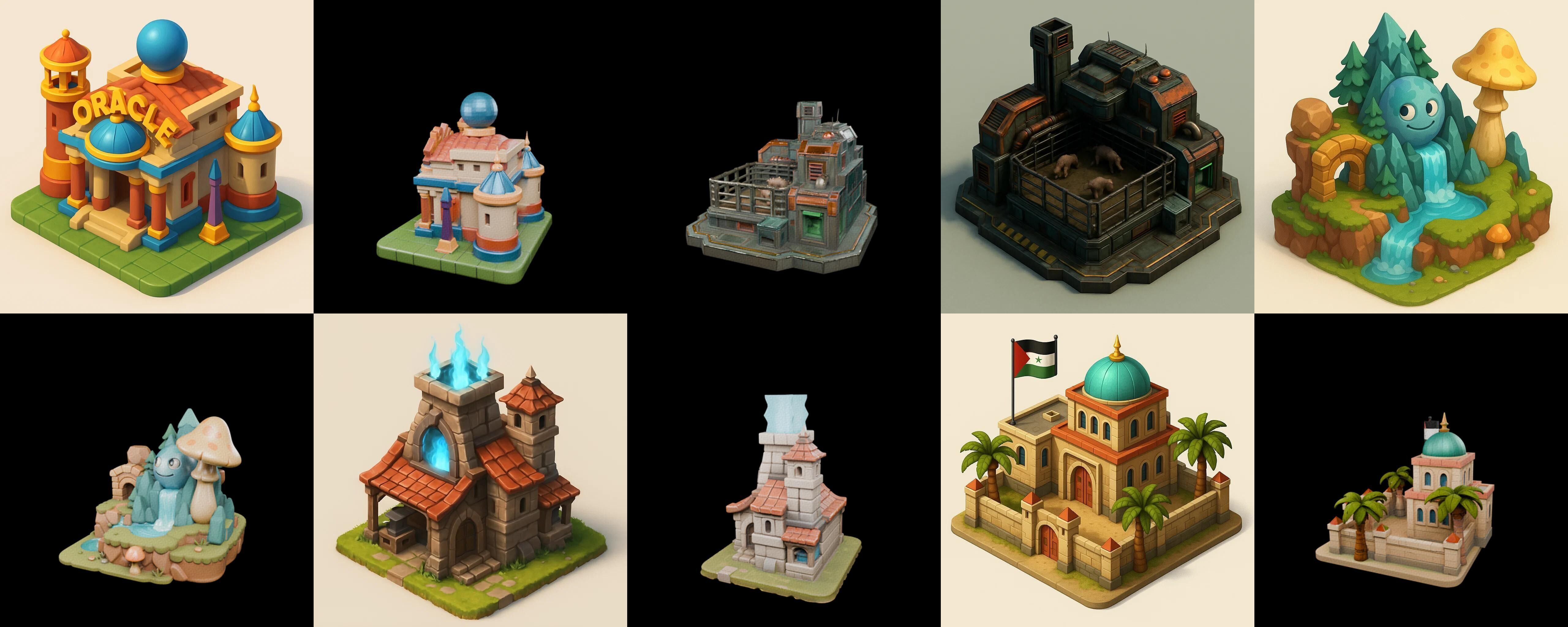 Building Collection 9 pack 100 glb Low-poly 3D model_7