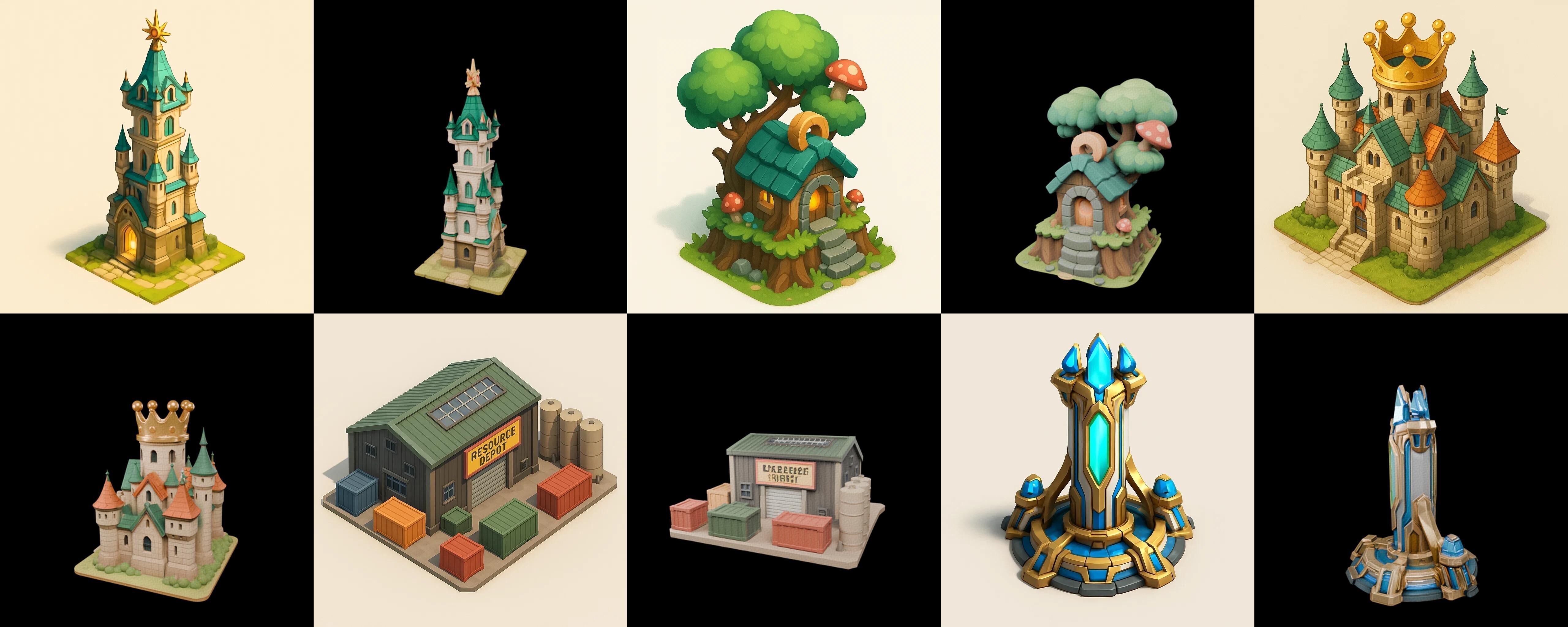 Building Collection 9 pack 100 glb Low-poly 3D model_9