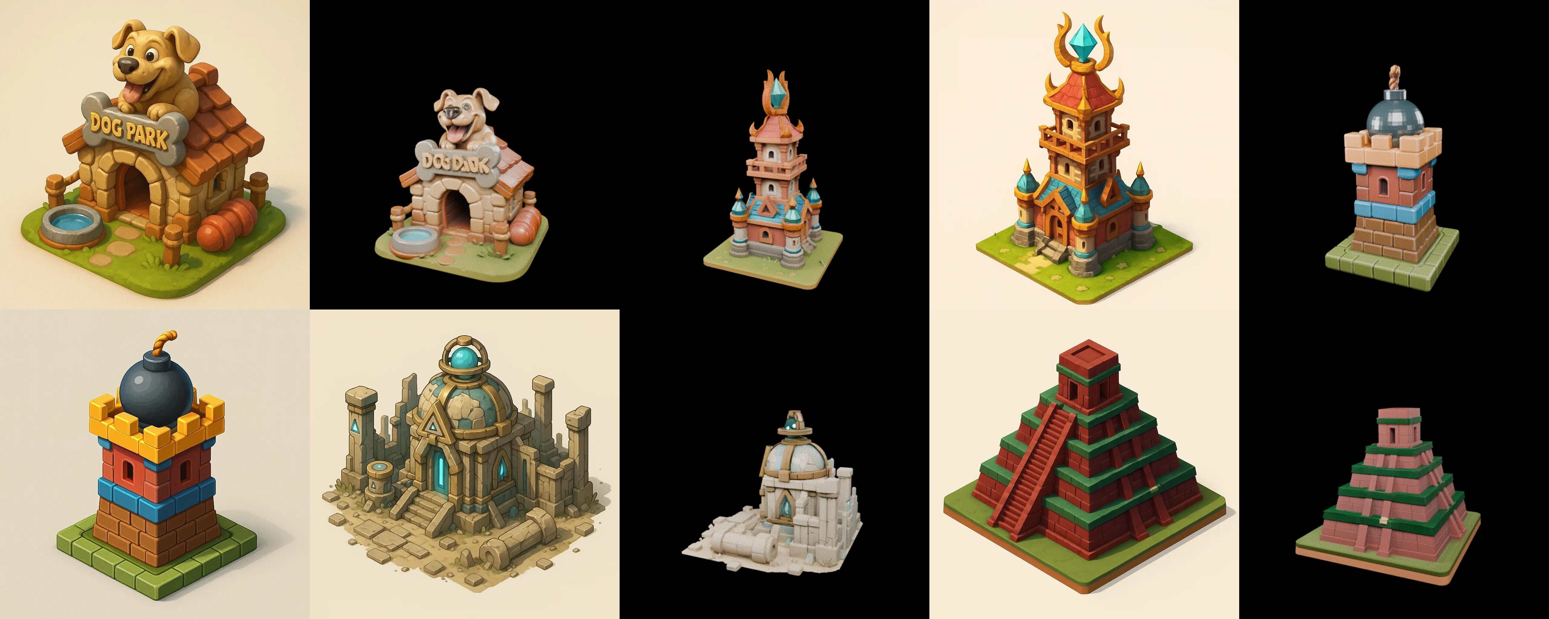 Building Collection 9 pack 100 glb Low-poly 3D model_10