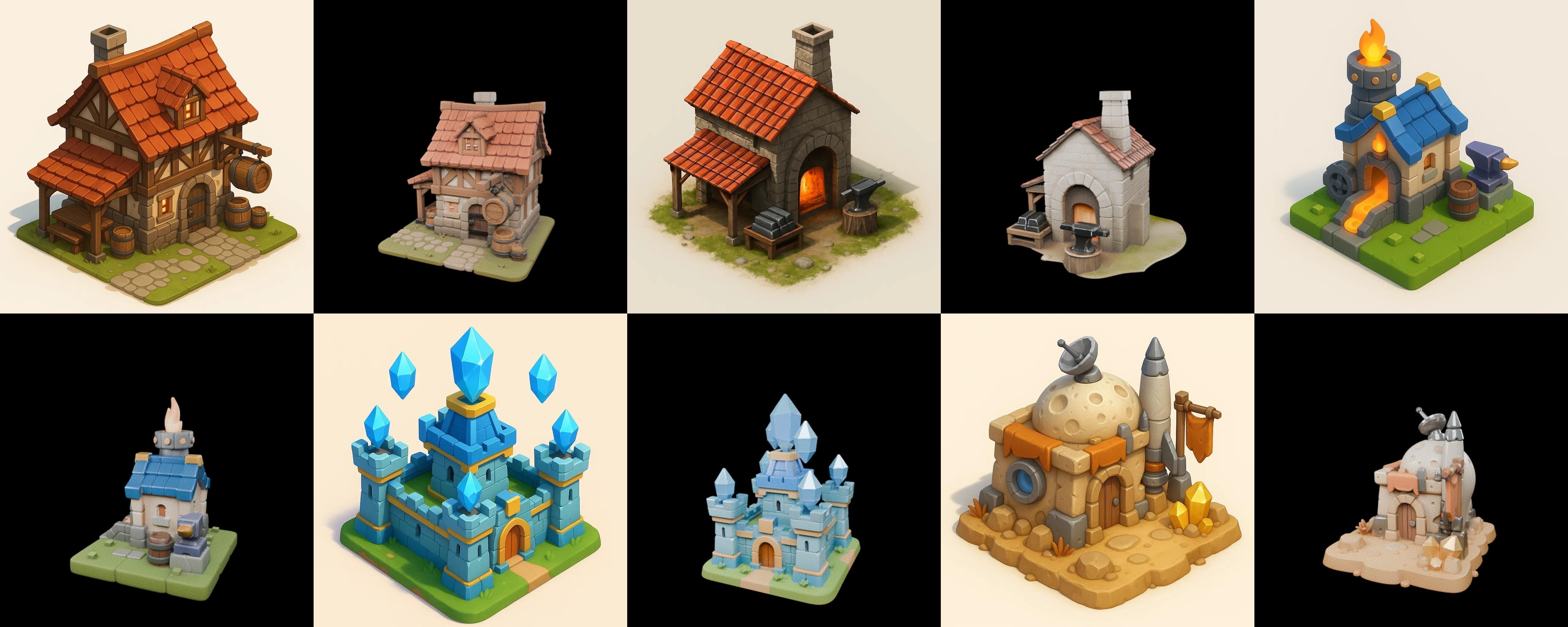 Building Collection 9 pack 100 glb Low-poly 3D model_15