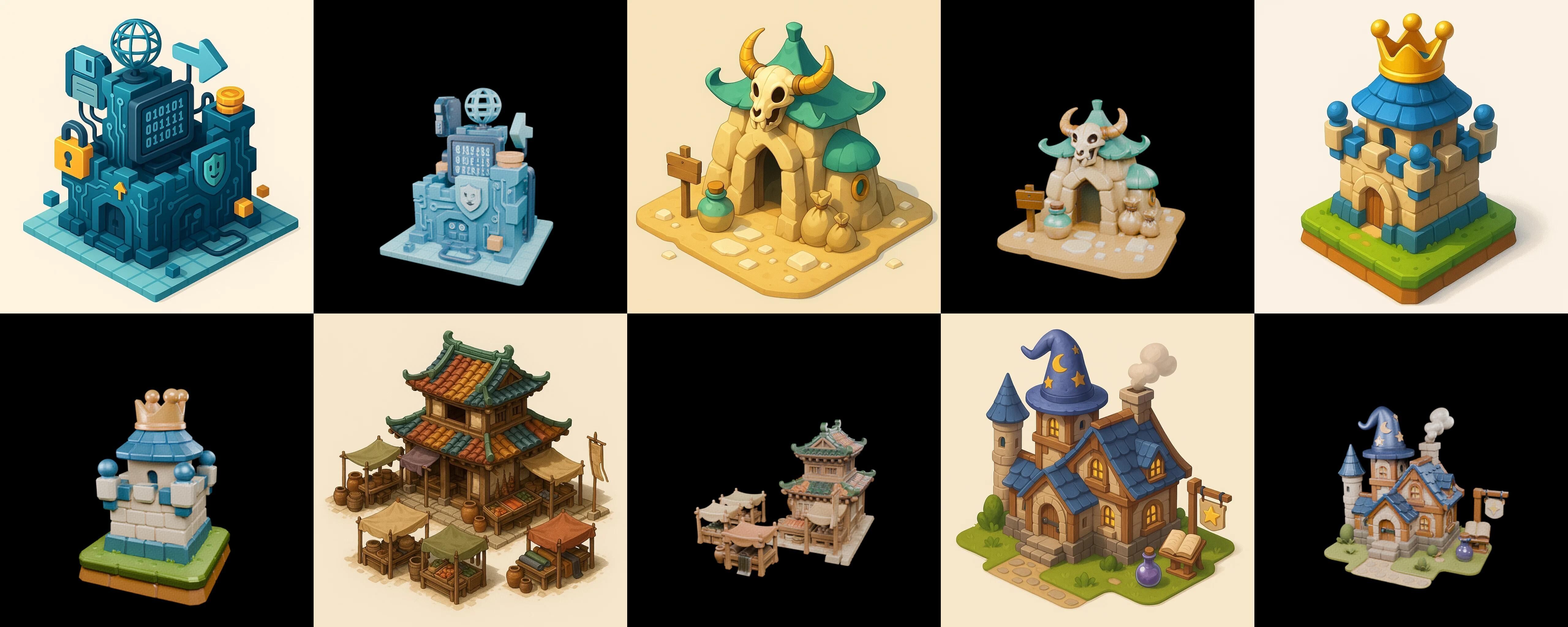 Building Collection 9 pack 100 glb Low-poly 3D model_16