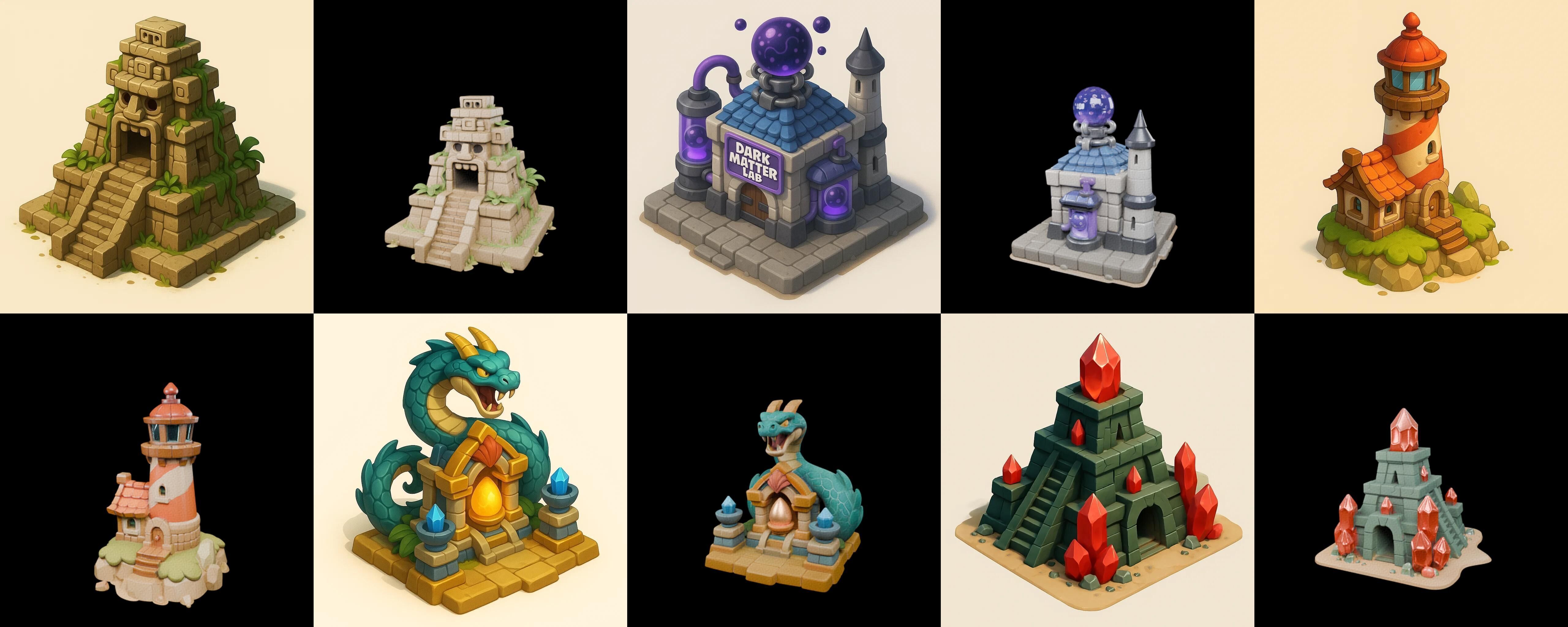 Building Collection 9 pack 100 glb Low-poly 3D model_3
