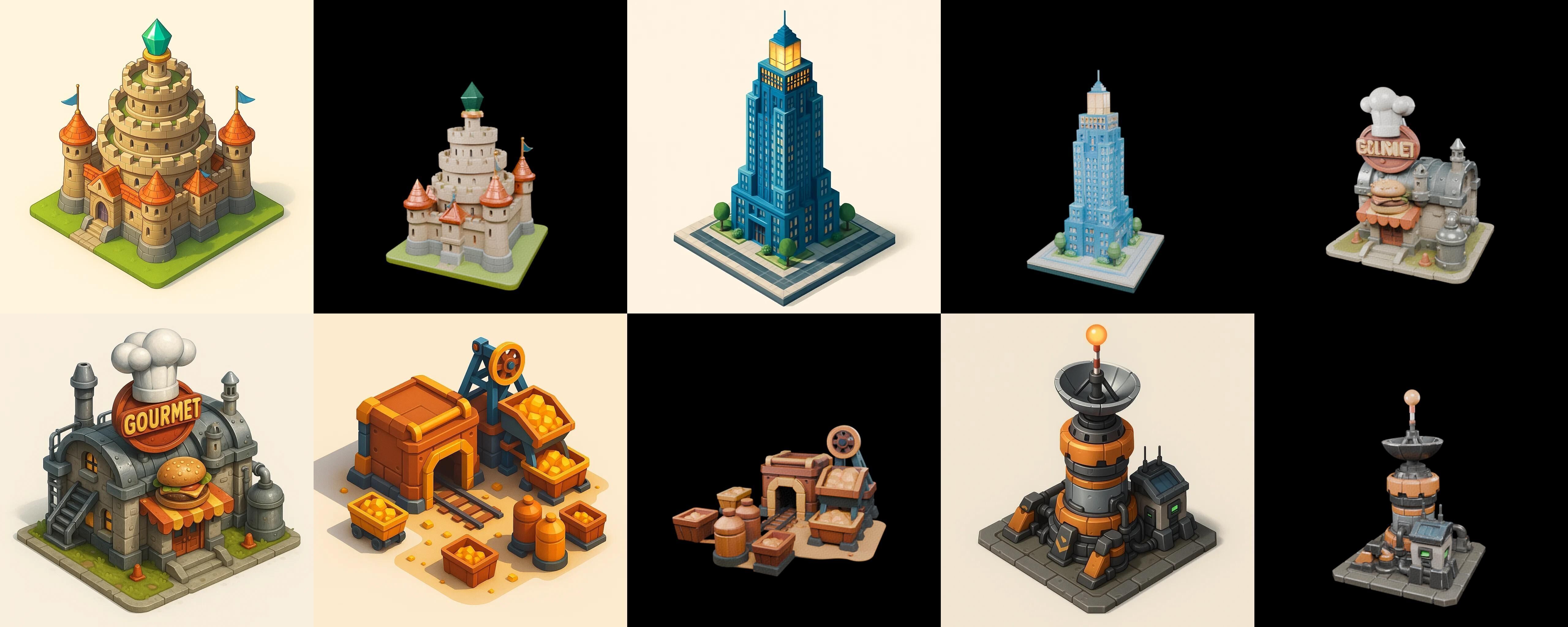 Building Collection 9 pack 100 glb Low-poly 3D model_12