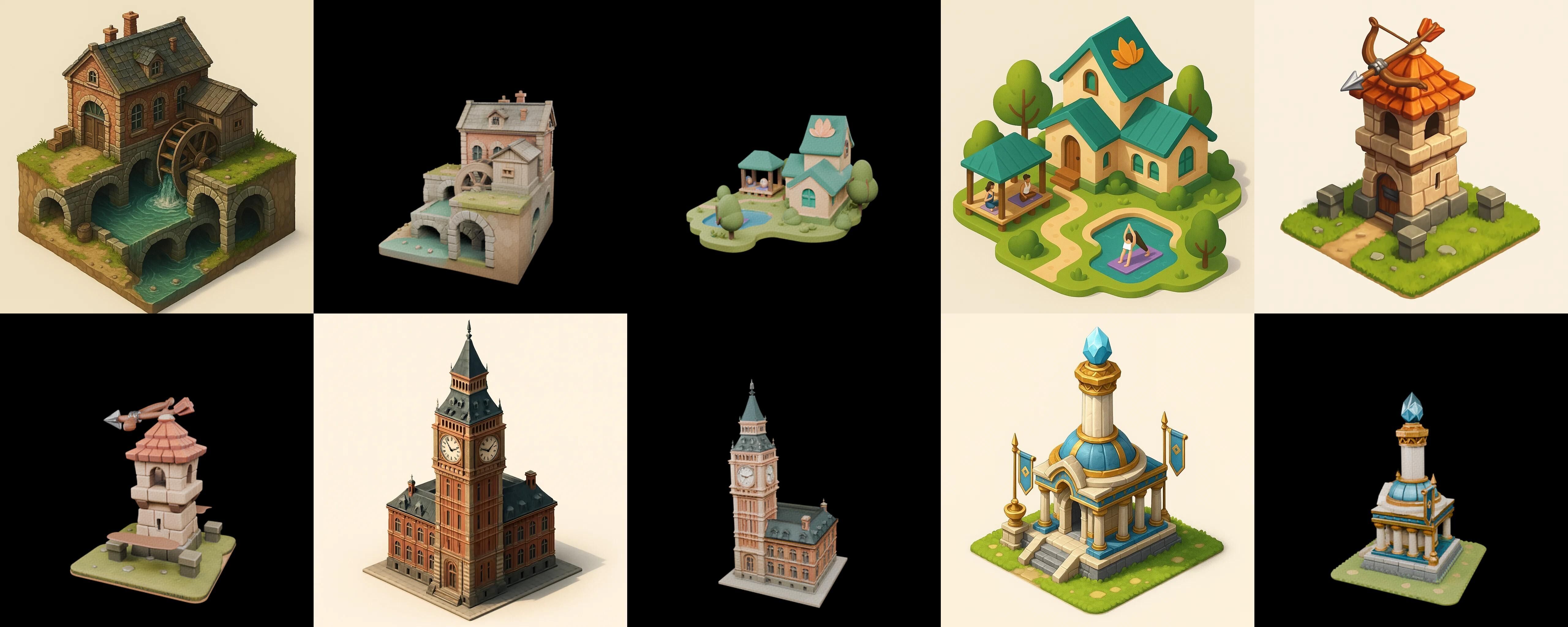 Building Collection 9 pack 100 glb Low-poly 3D model_6