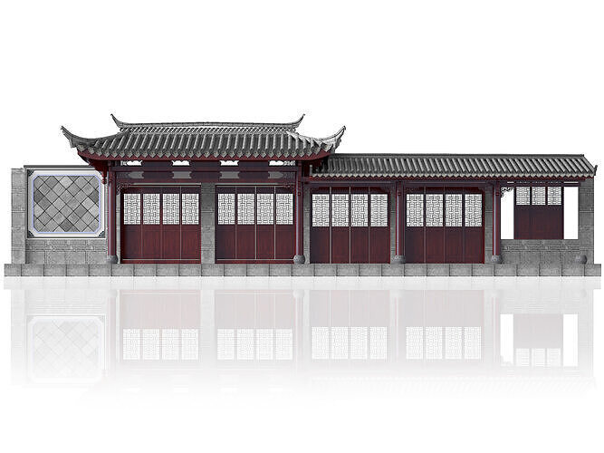 Chinese ancient architecture Low-poly 3D model