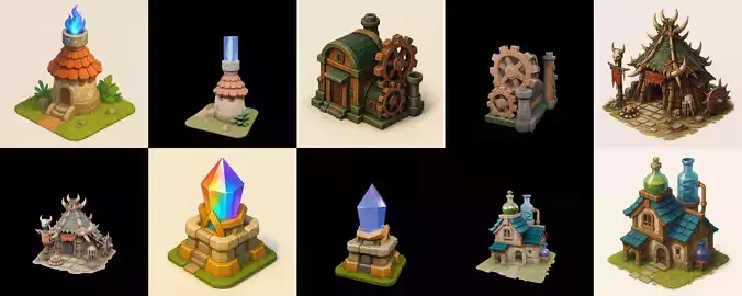 Building Collection 7 pack 100 glb