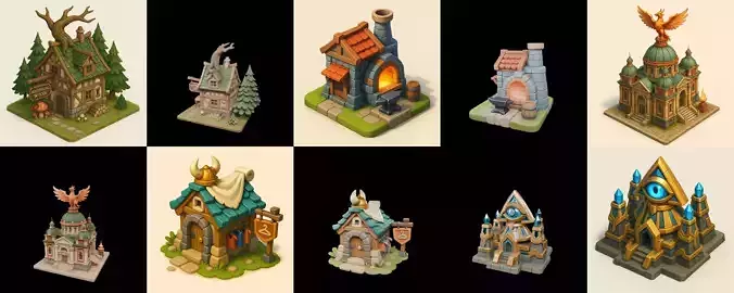 Building Collection 6 pack 100 glb