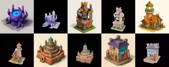 Building Collection 5 pack 100 glb