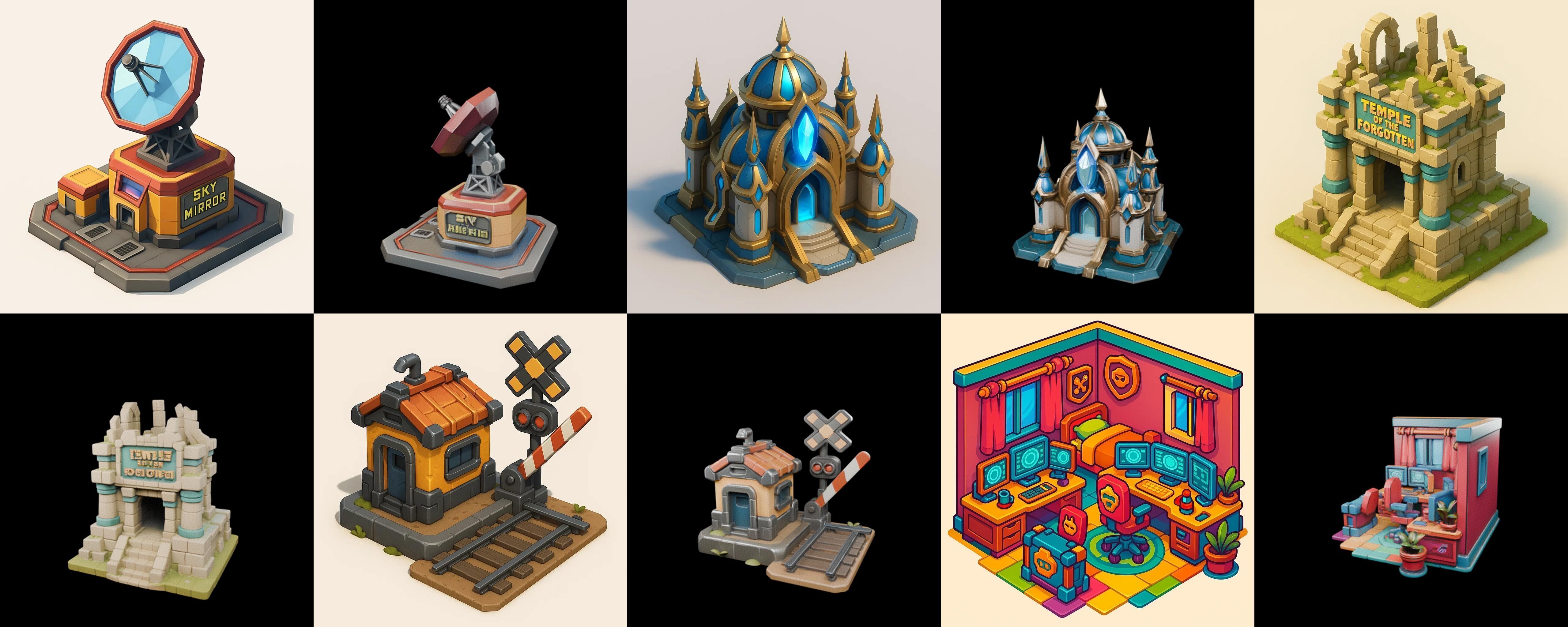 Building Collection 5 pack 100 glb Low-poly 3D model_18