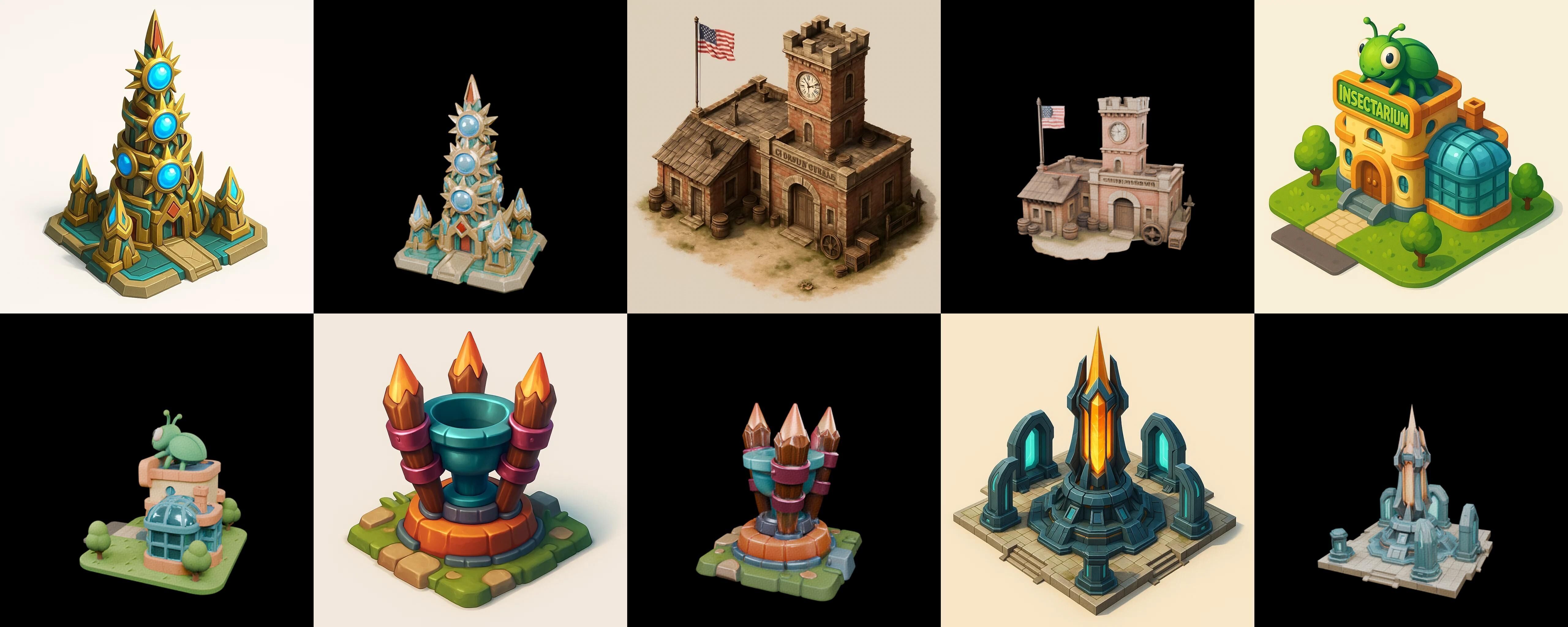 Building Collection 5 pack 100 glb Low-poly 3D model_12