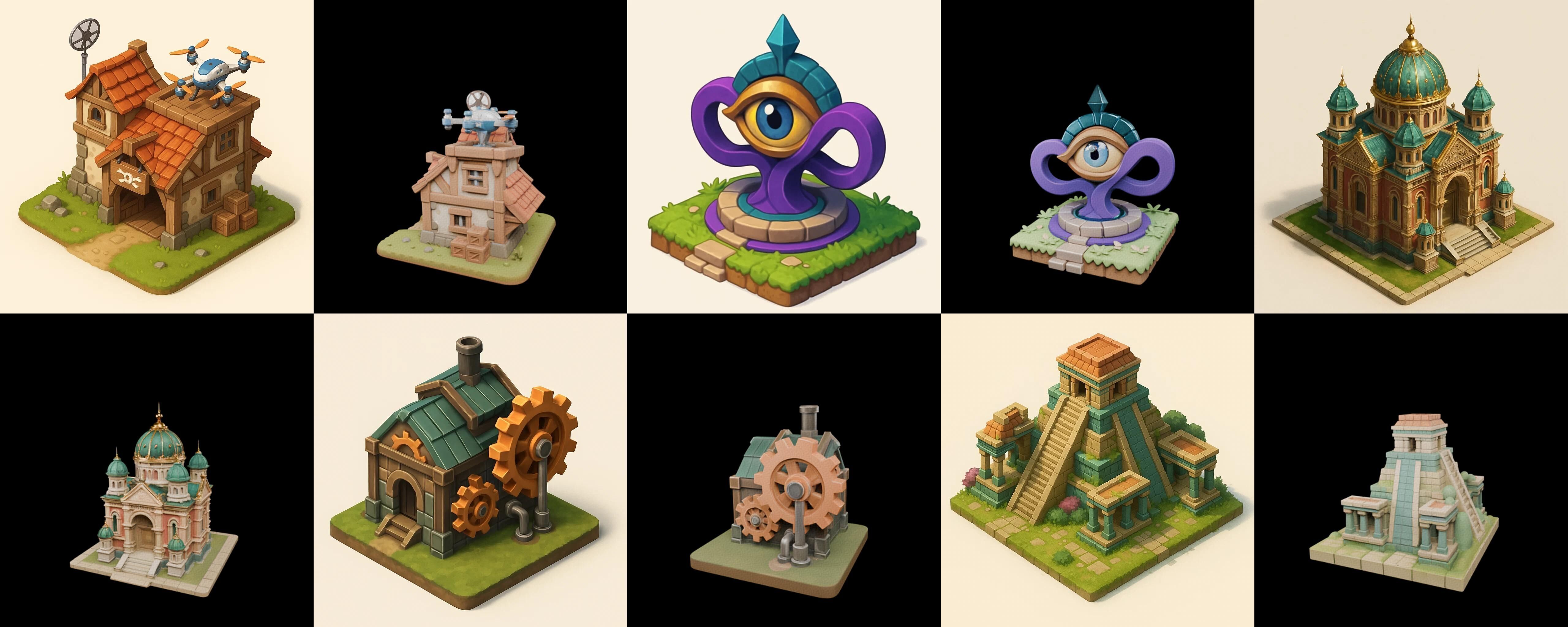 Building Collection 5 pack 100 glb Low-poly 3D model_11