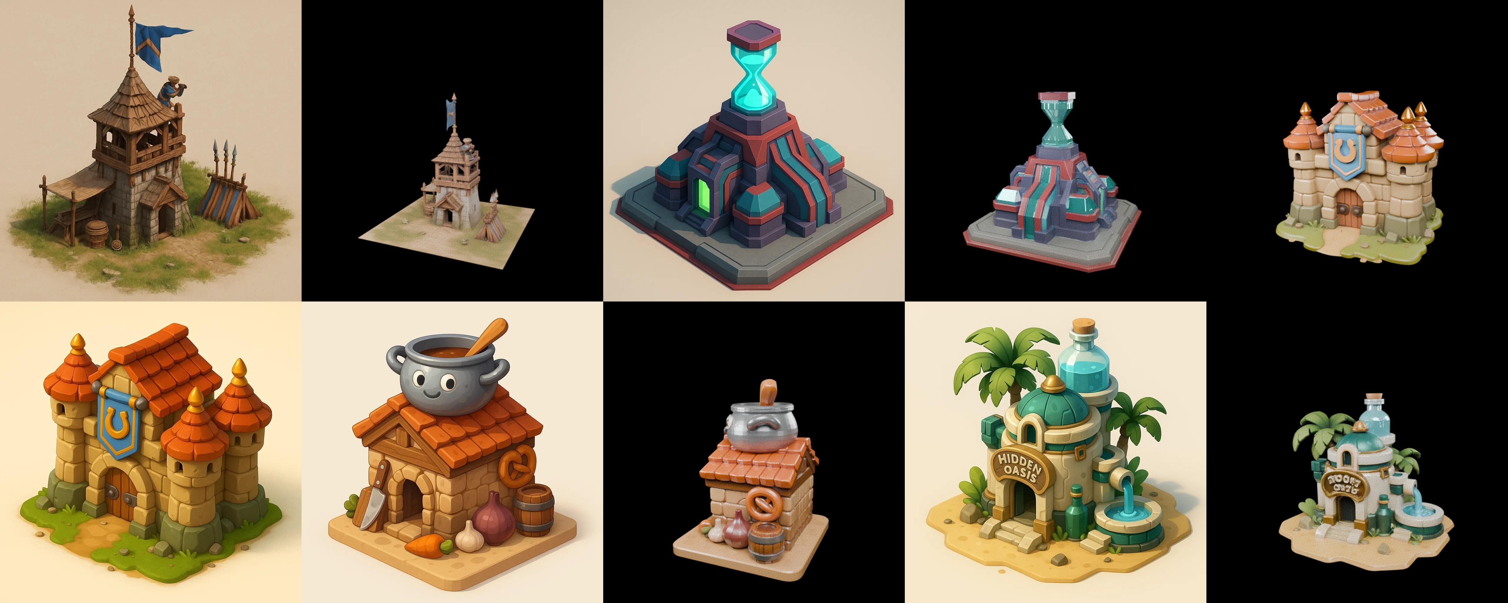 Building Collection 5 pack 100 glb Low-poly 3D model_4