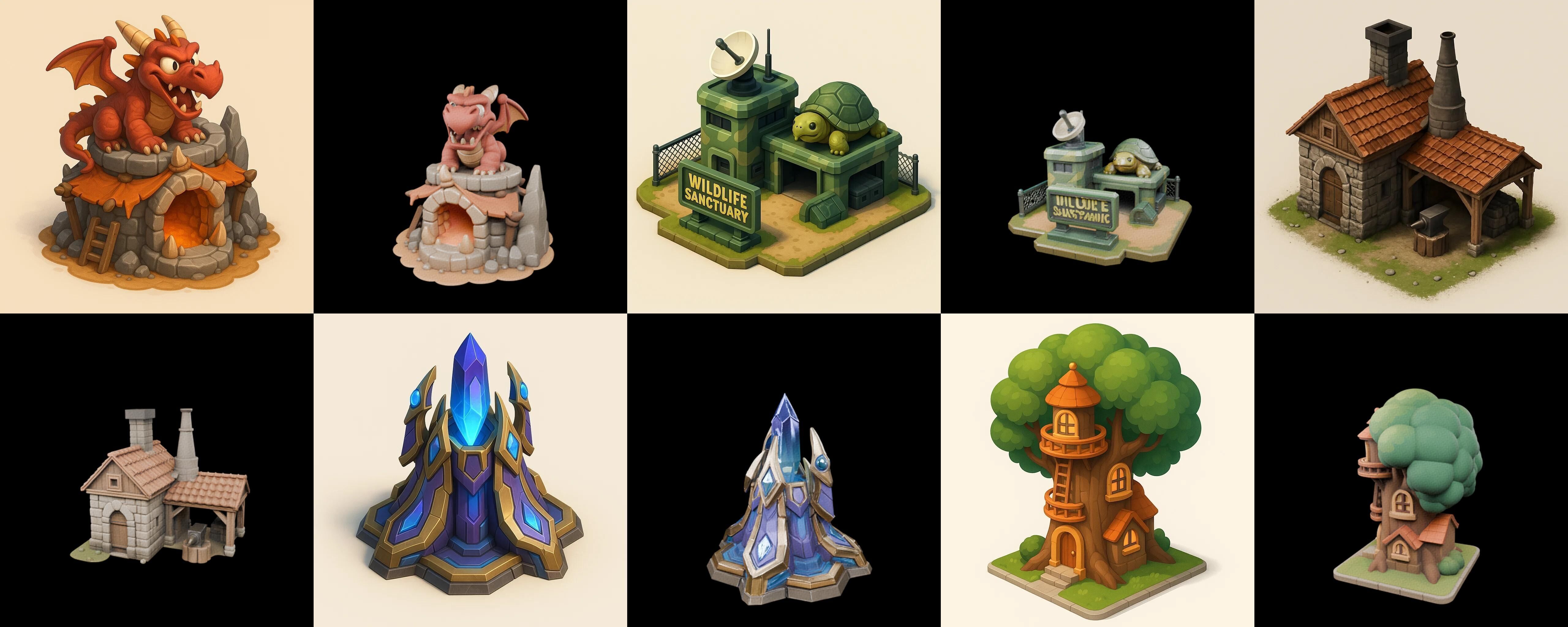 Building Collection 5 pack 100 glb Low-poly 3D model_7