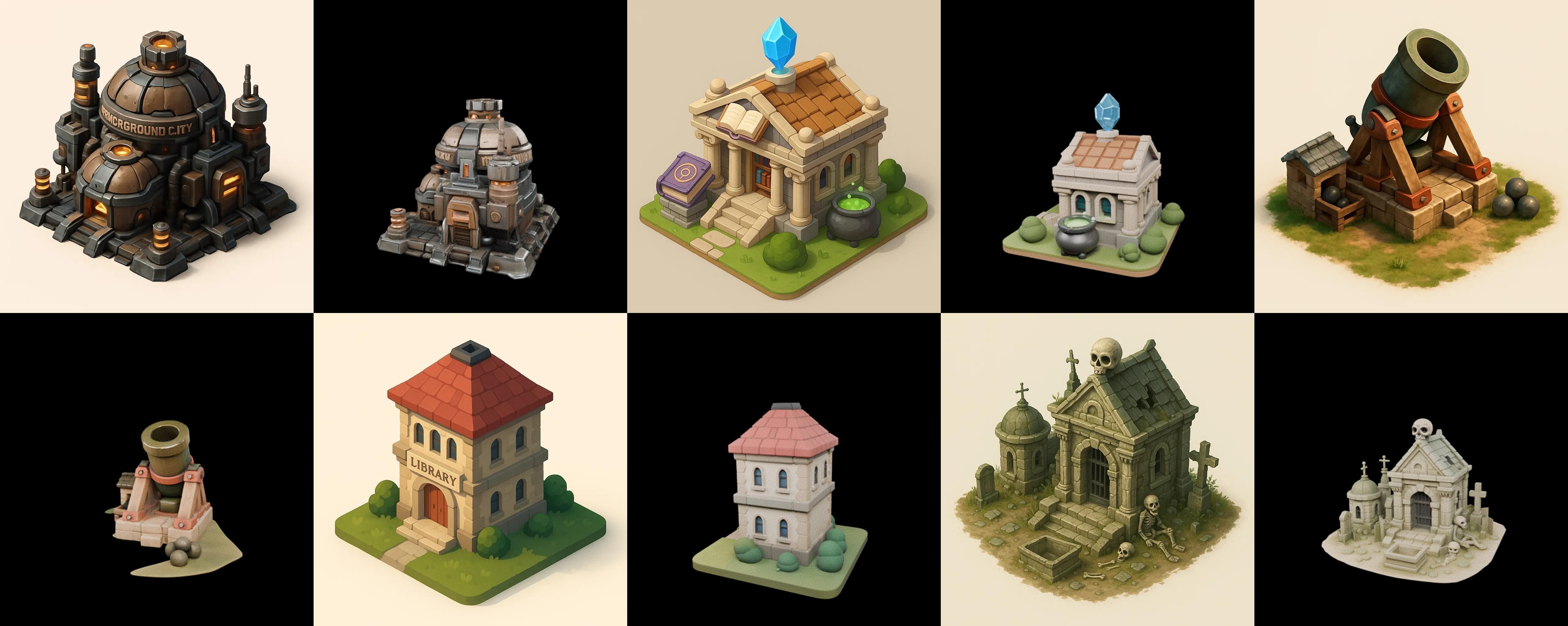 Building Collection 5 pack 100 glb Low-poly 3D model_8