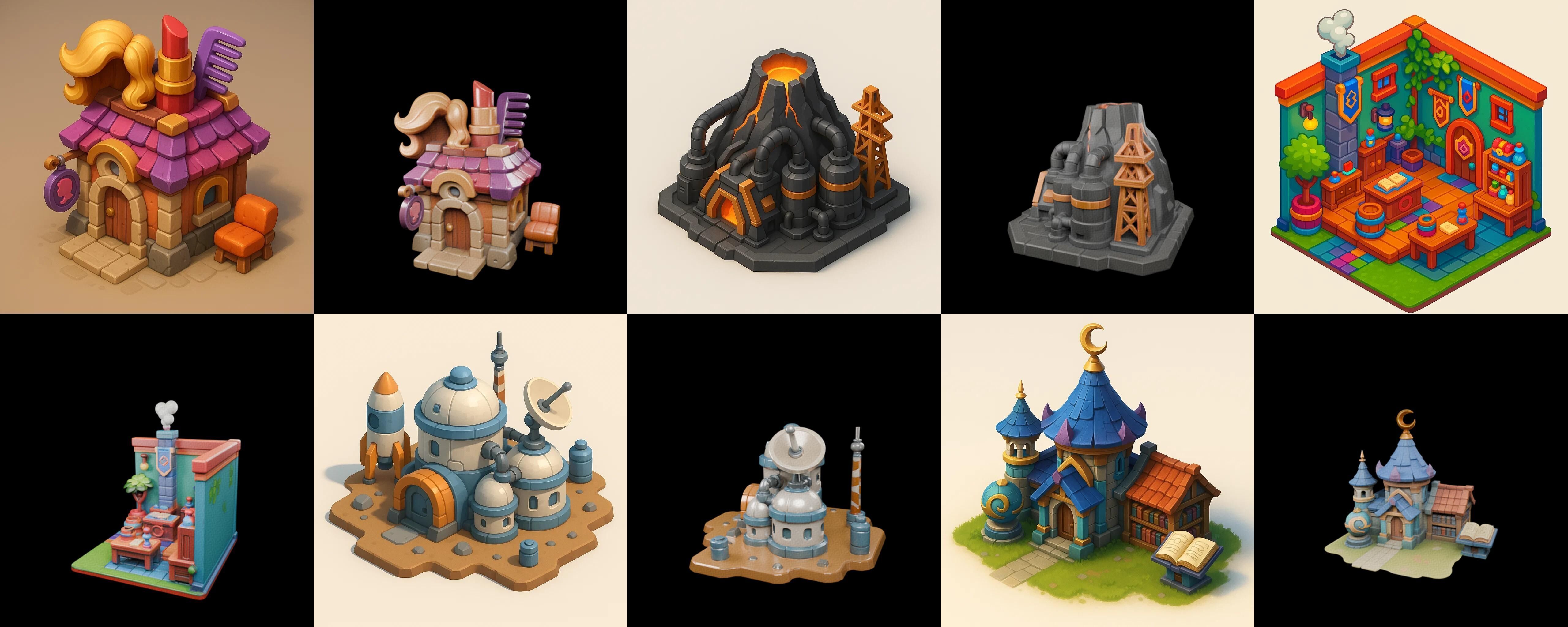 Building Collection 5 pack 100 glb Low-poly 3D model_6