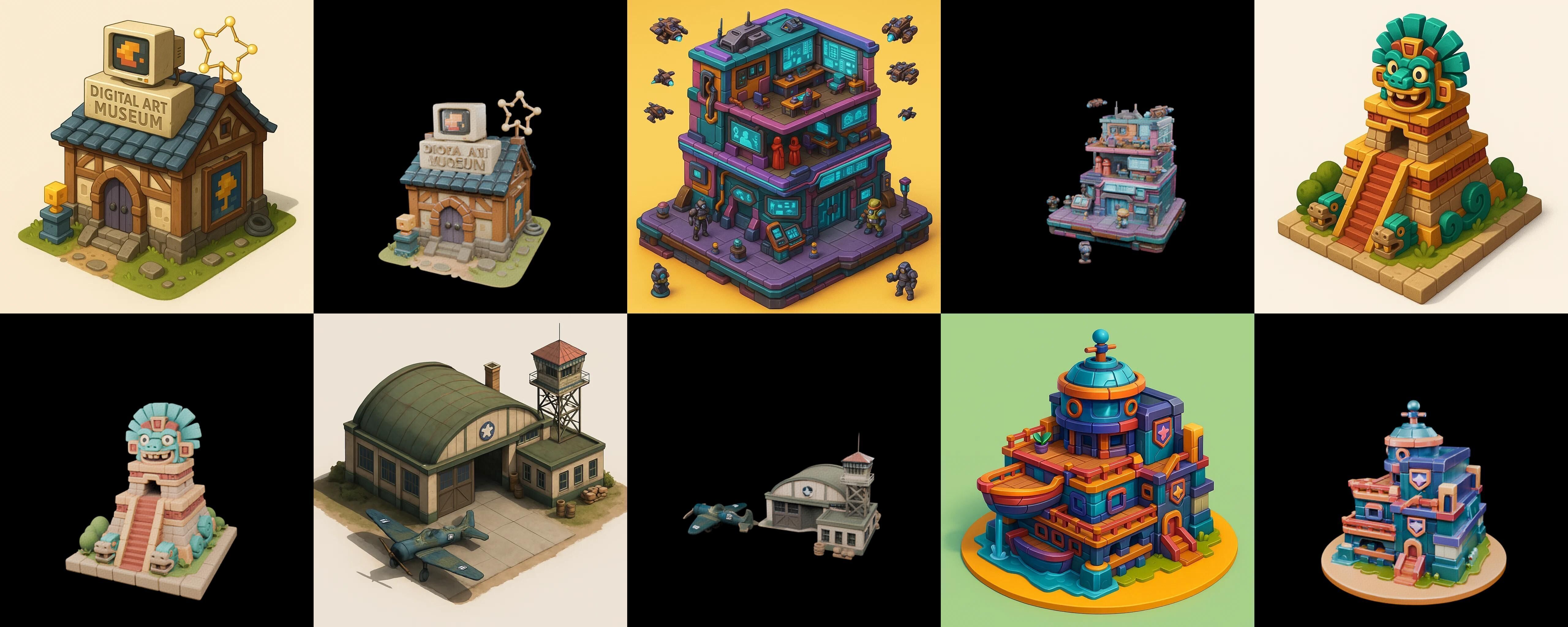 Building Collection 5 pack 100 glb Low-poly 3D model_3