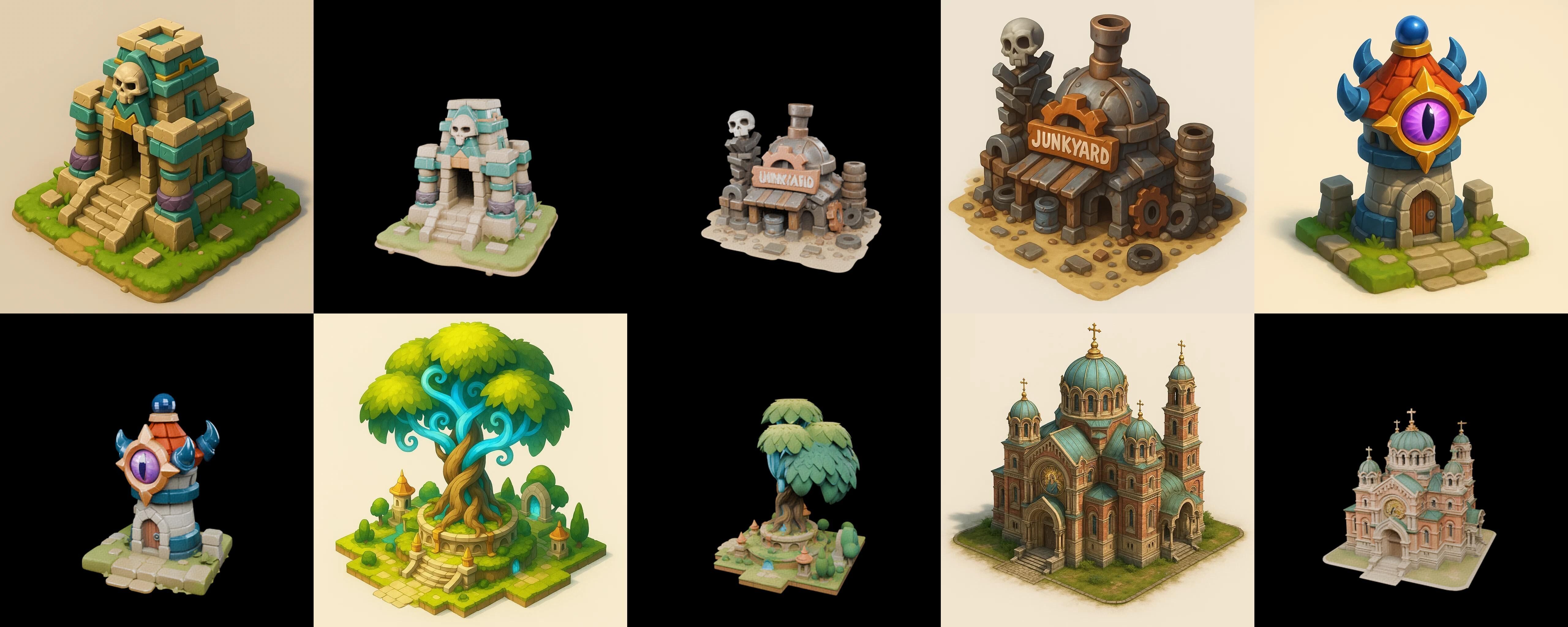 Building Collection 5 pack 100 glb Low-poly 3D model_10