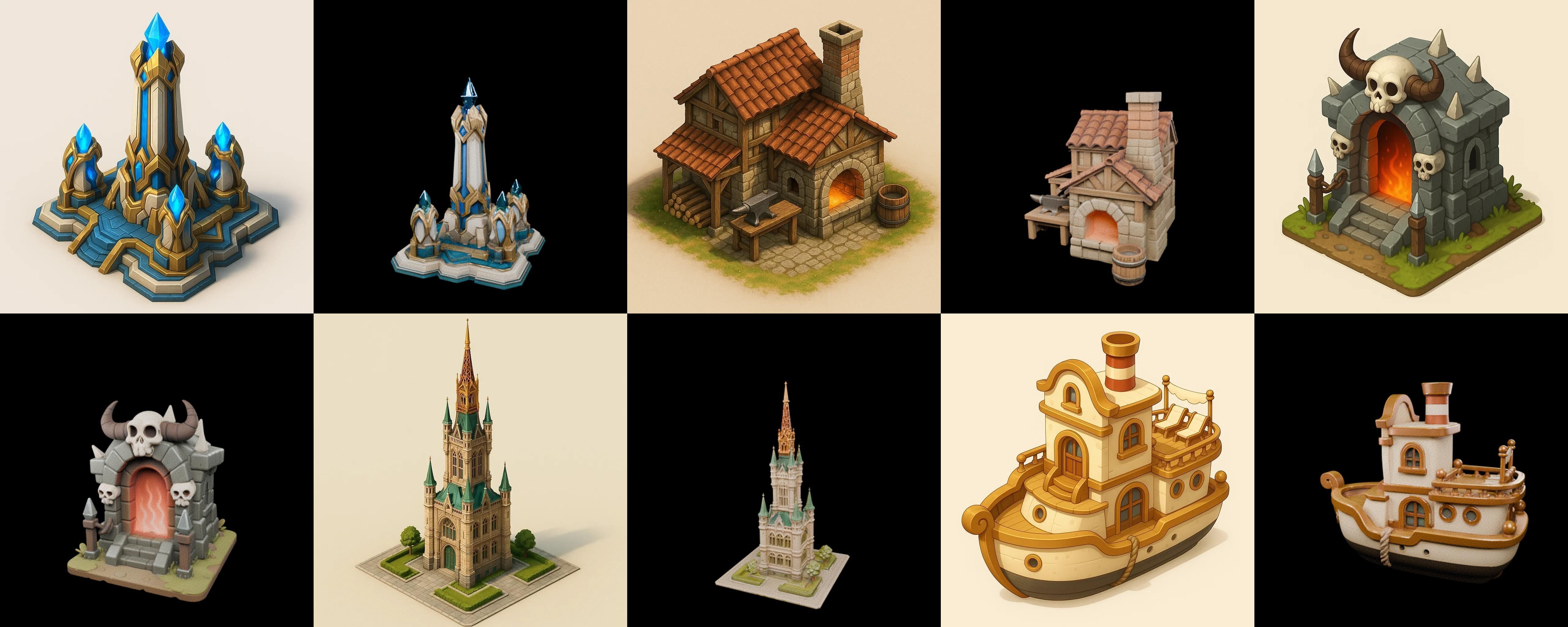 Building Collection 5 pack 100 glb Low-poly 3D model_19