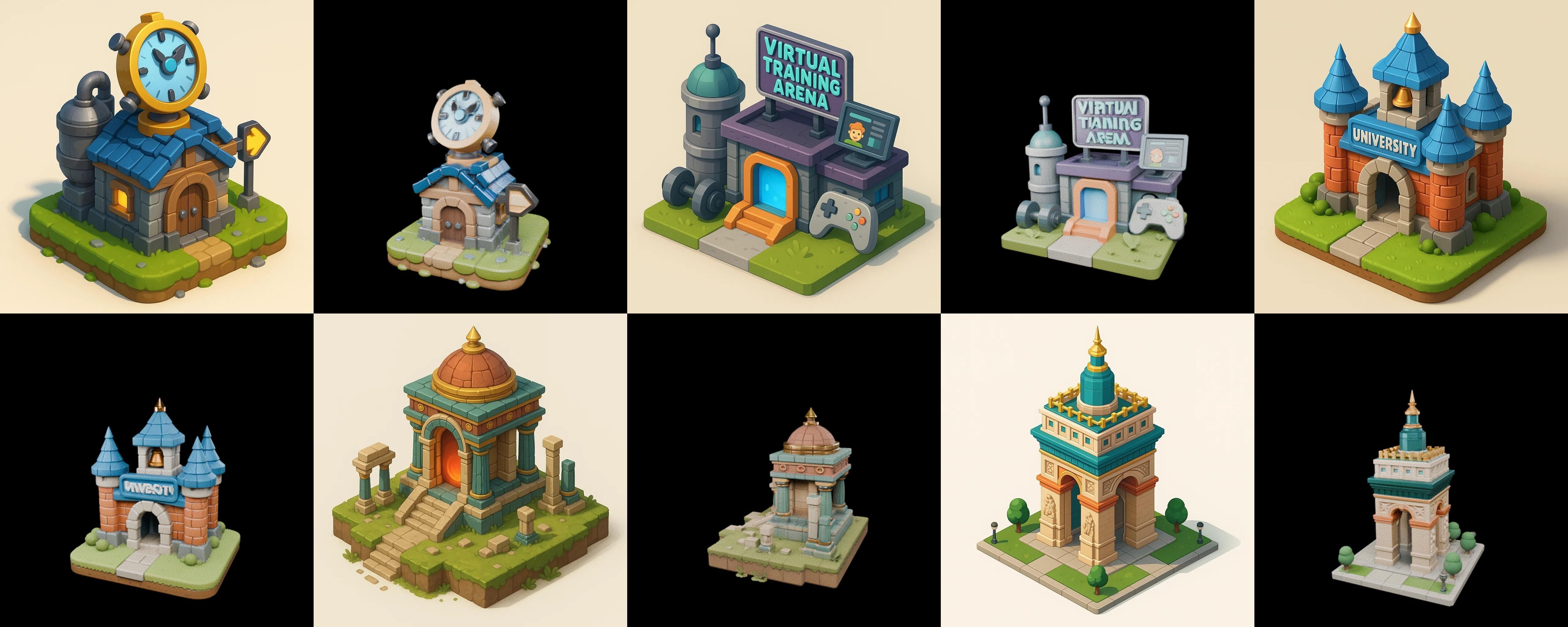 Building Collection 5 pack 100 glb Low-poly 3D model_16