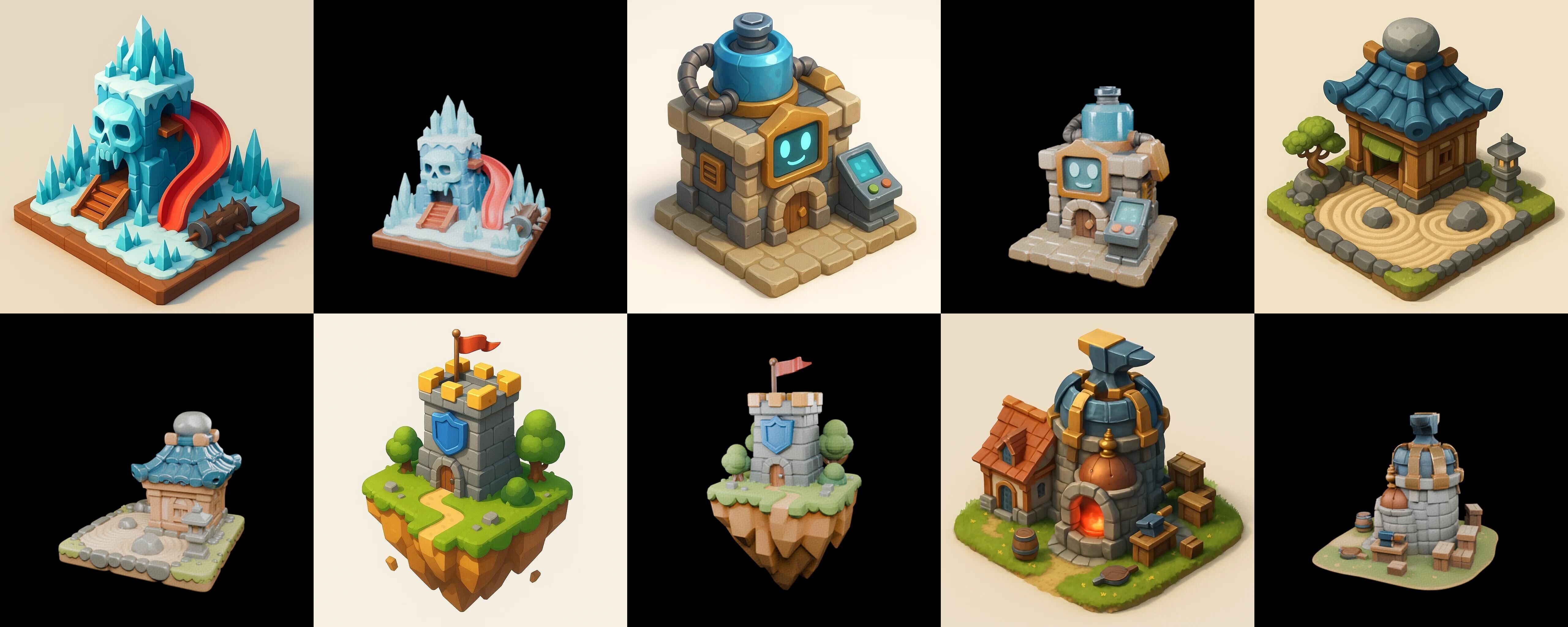 Building Collection 5 pack 100 glb Low-poly 3D model_14