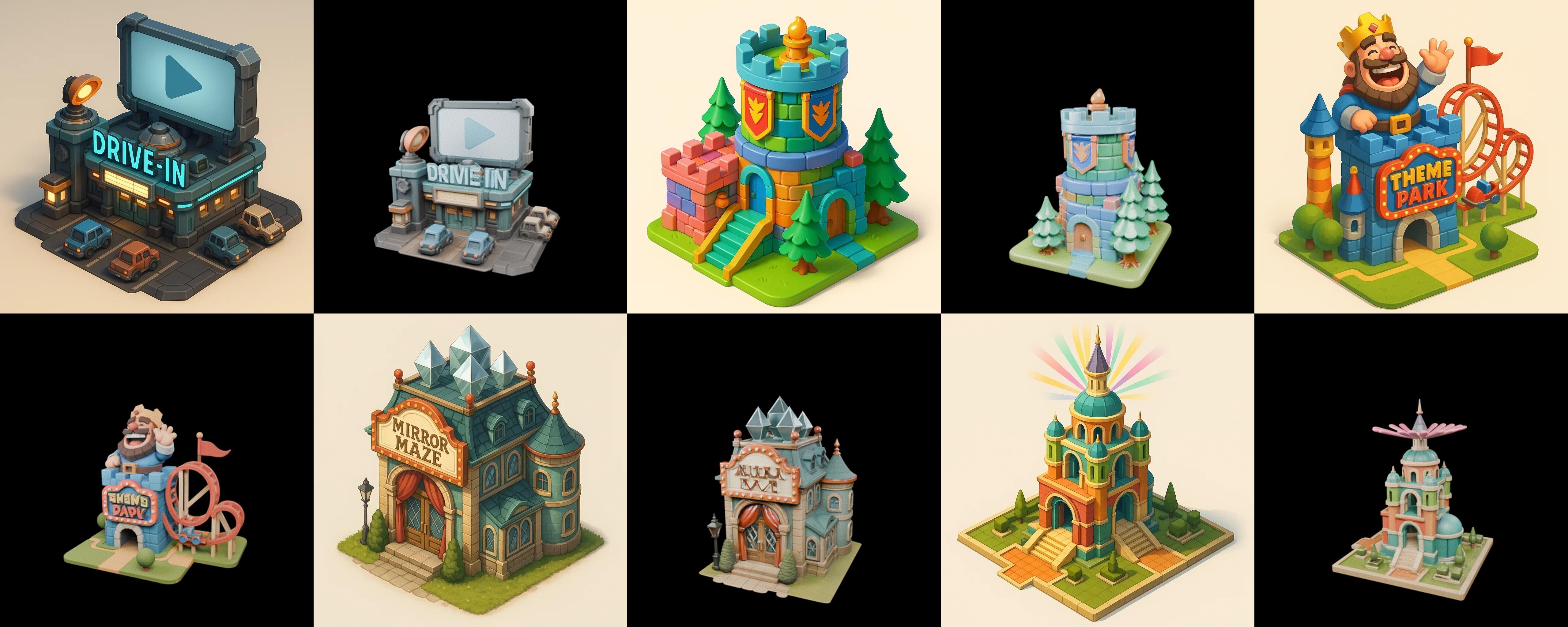 Building Collection 5 pack 100 glb Low-poly 3D model_13