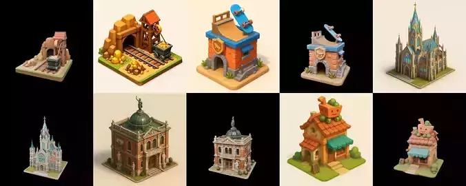 Building Collection 43 pack 100 glb