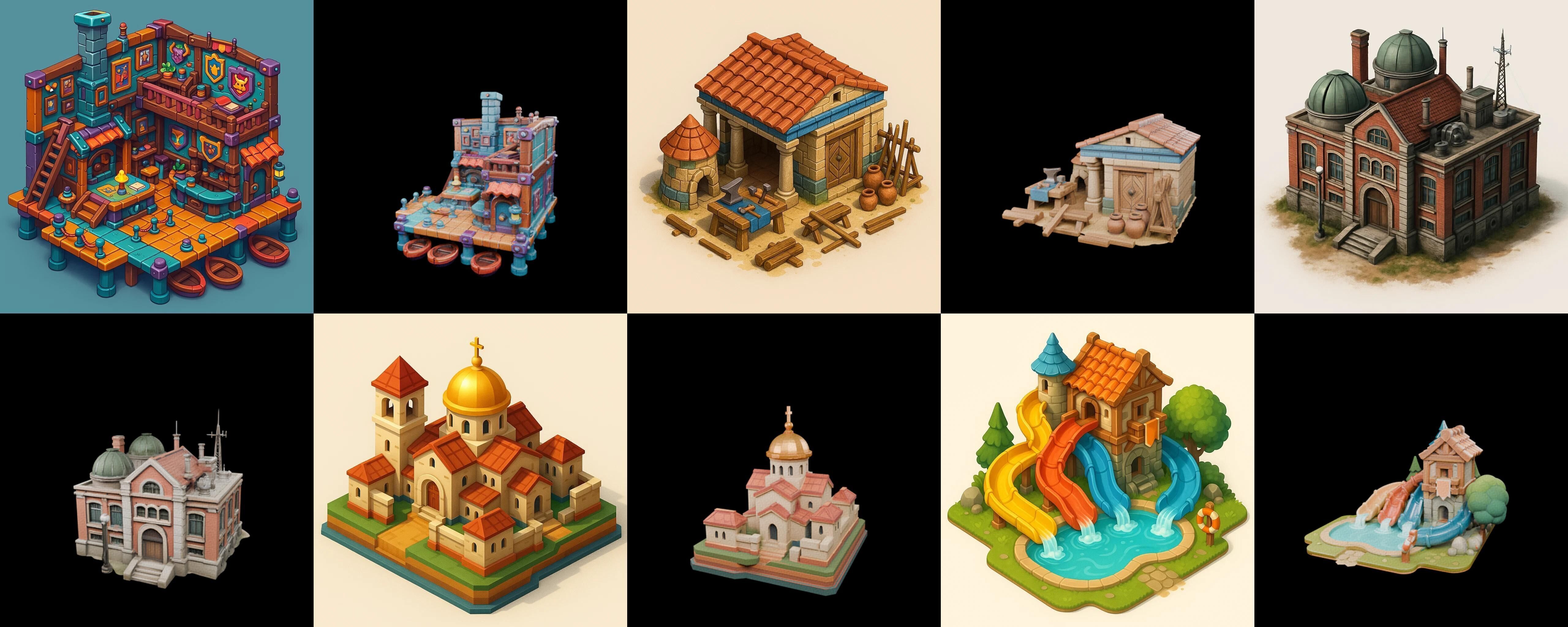 Building Collection 42 pack 100 glb Low-poly 3D model_13