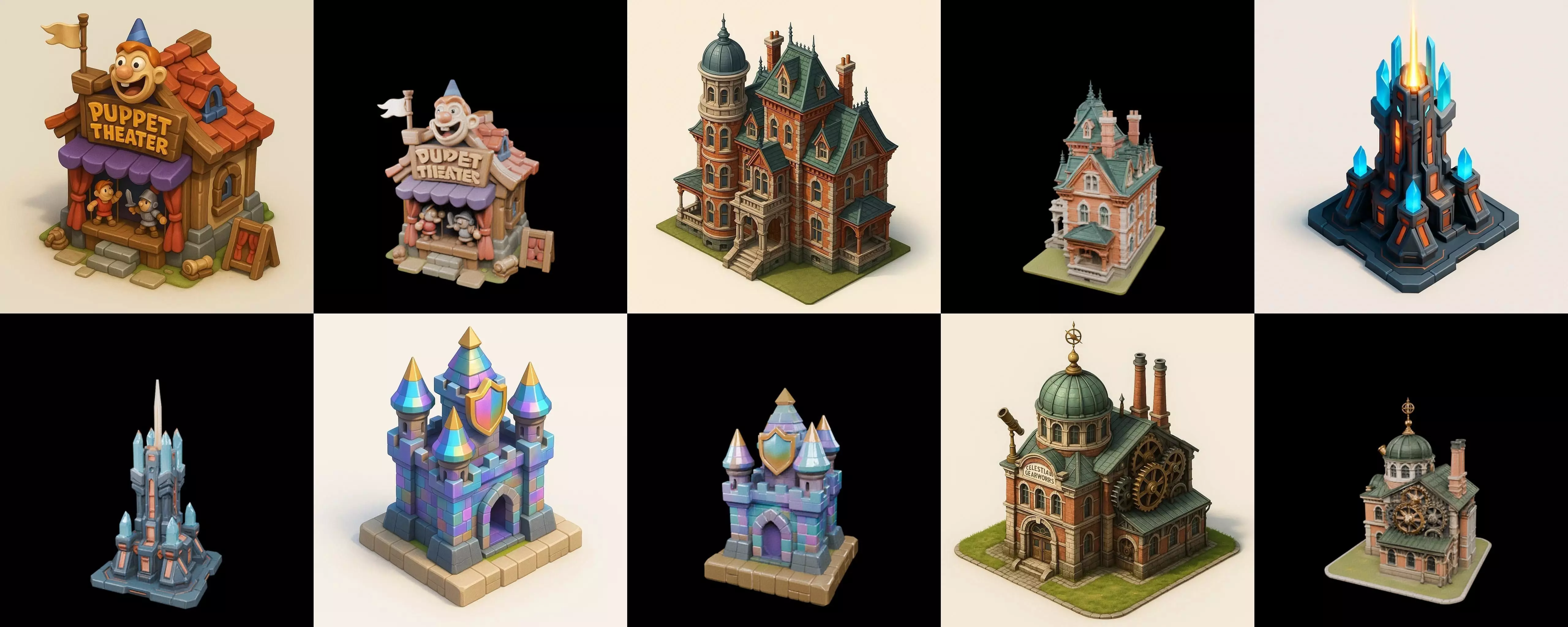 Building Collection 42 pack 100 glb Low-poly 3D model_0