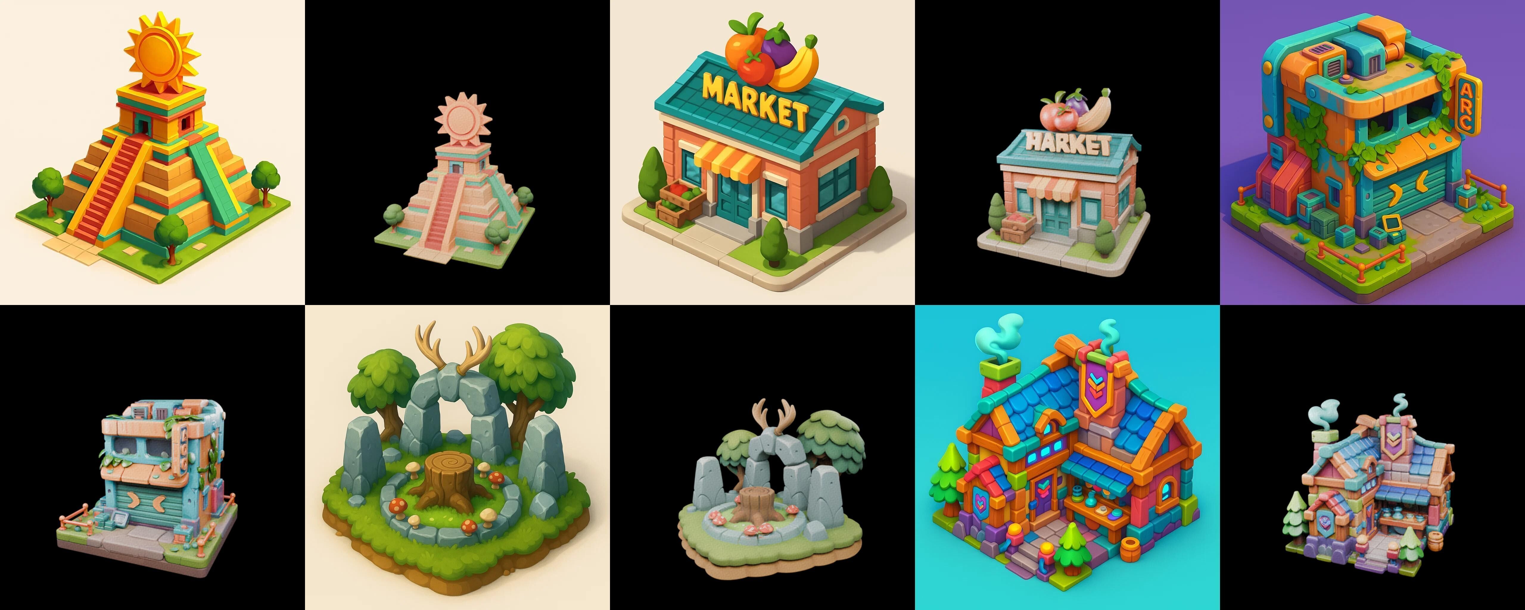 Building Collection 42 pack 100 glb Low-poly 3D model_11