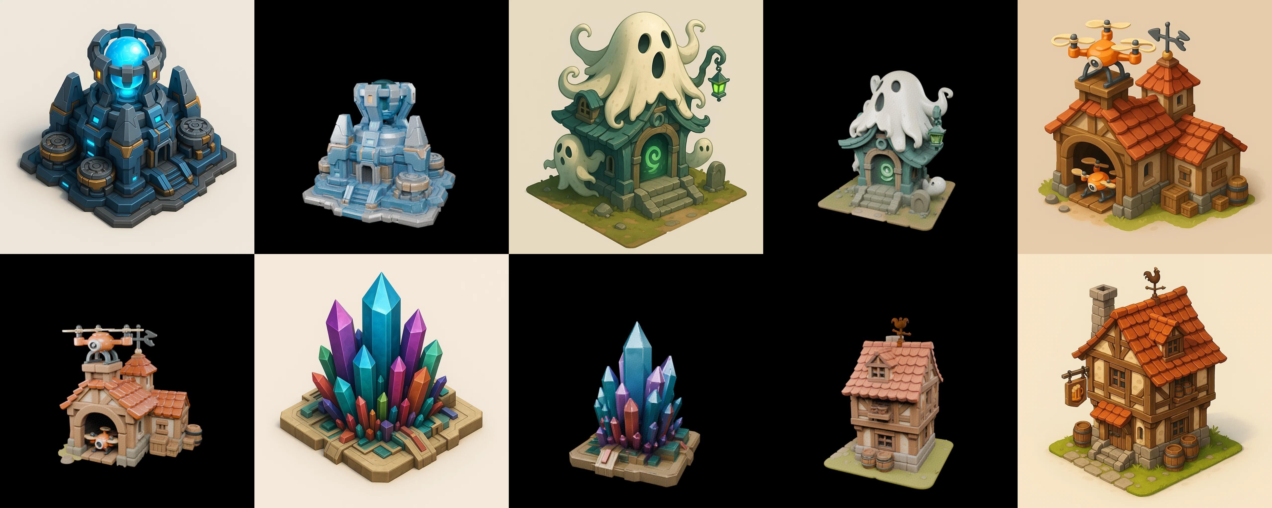 Building Collection 42 pack 100 glb Low-poly 3D model_18