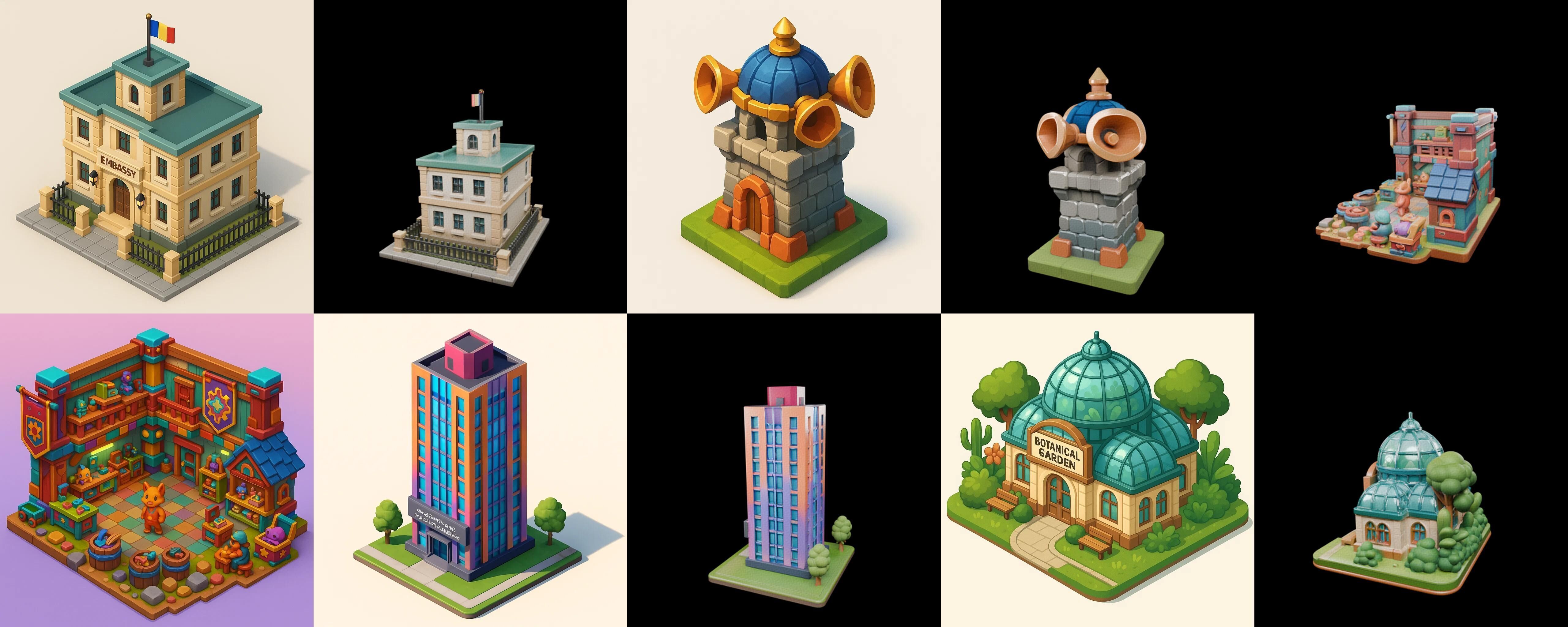 Building Collection 42 pack 100 glb Low-poly 3D model_12